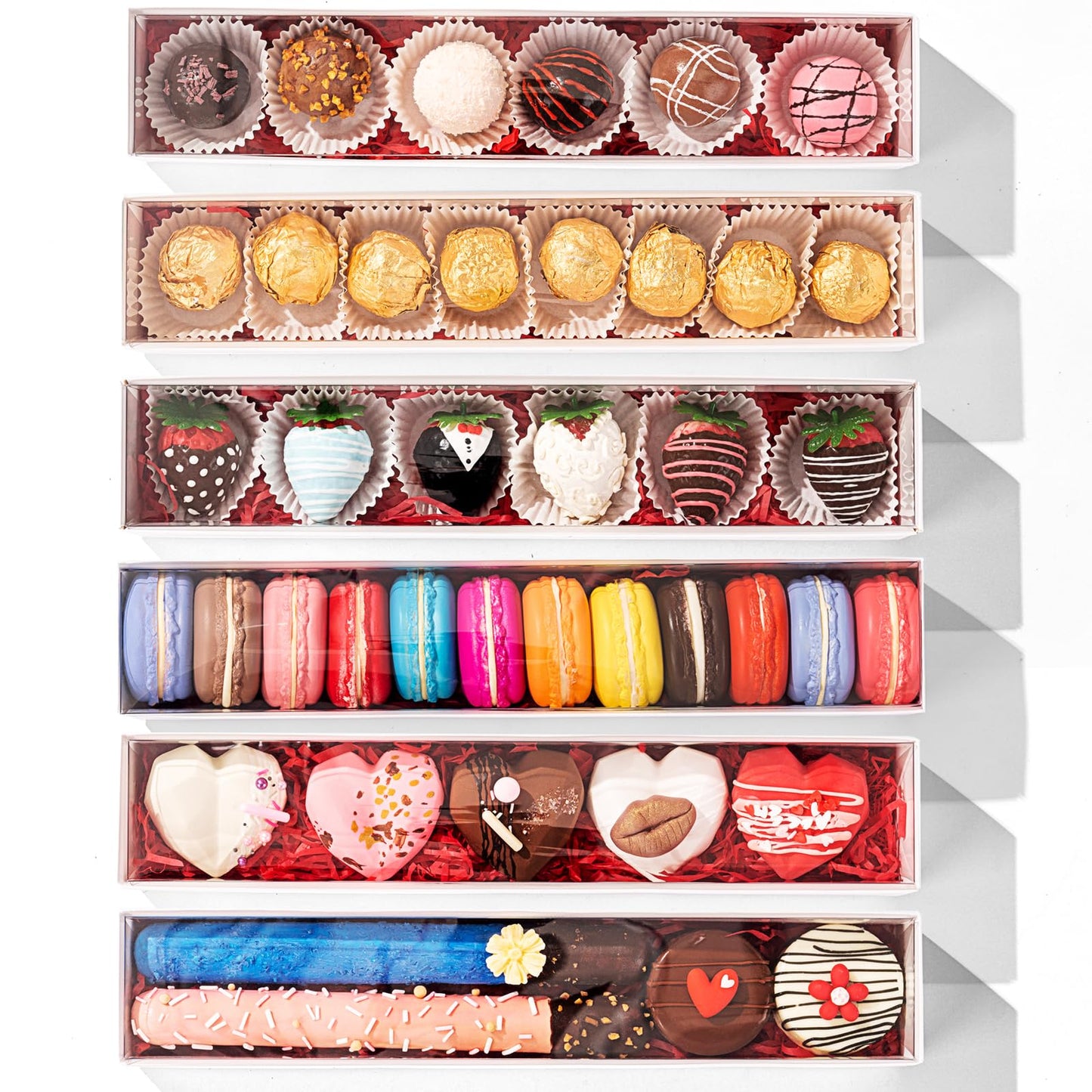 24pcs 12x2.2x2 Inch Minimalist Rectangular Bakery Boxes for Chocolate Covered Strawberries ,Macaron, Truffle,Cocoa Bombs ,Cookies,Chocolate Covered Oreos,Mini Cupcakes,Cake Balls &Party Favorite Boxes