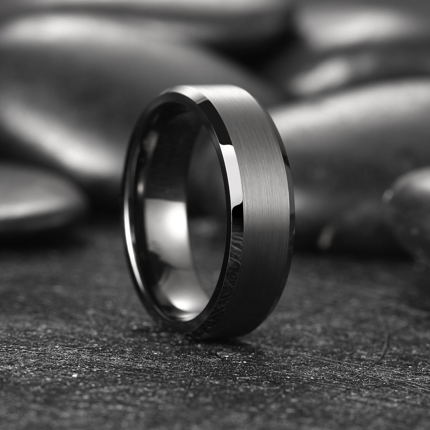 King Will 7mm Tungsten Carbide Ring for Men, Gunmetal Matte & Polished Comfort Fit ，Size 11