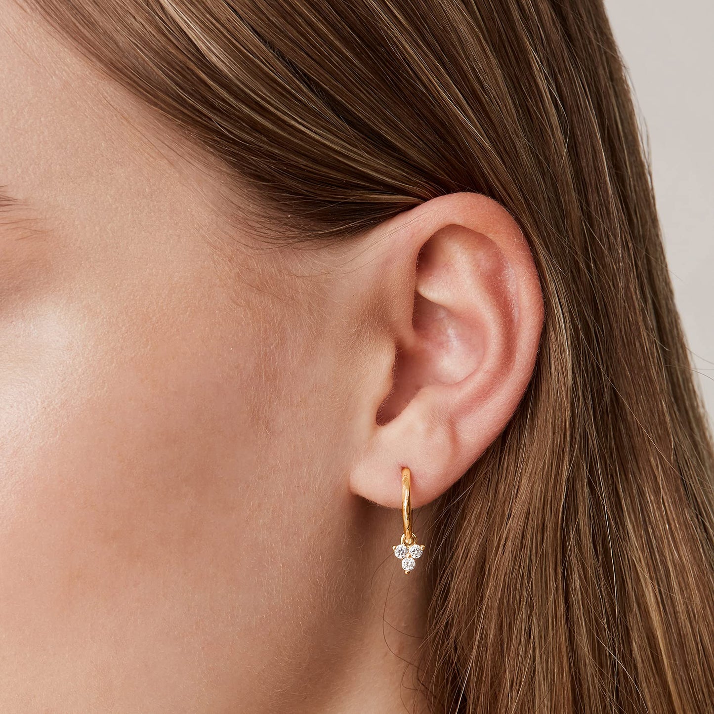 PAVOI 14K Yellow Gold Plated 925 Sterling Silver Post Dangle Huggie Hoop Earrings For Women - Trendy Cubic Zirconia Cluster Open Hoop Earrings - Small Hinged Hammered Huggies