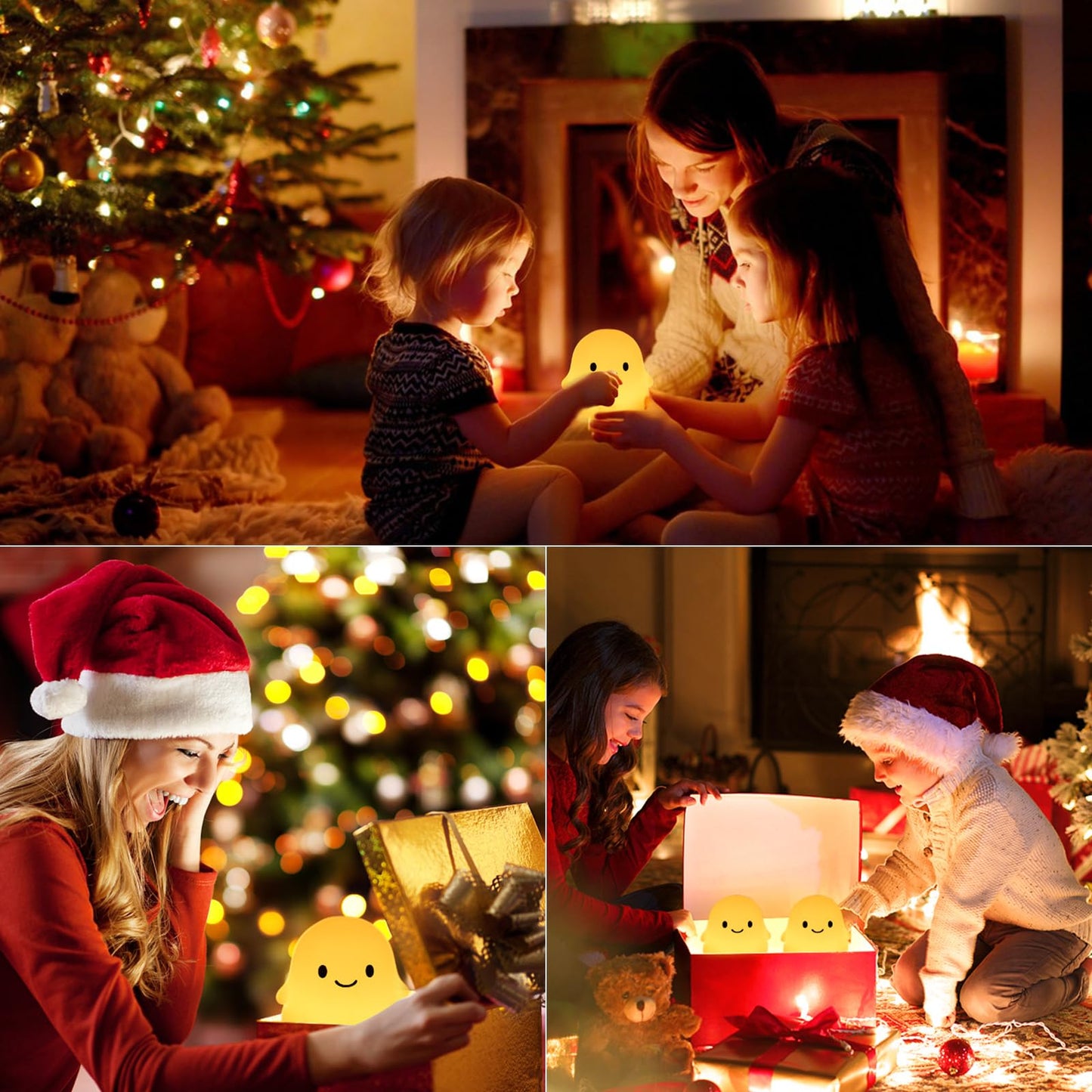 PSDRIQQ Cute Ghost Night Light Squishy Silicone Nursery Nightlight Dimmable Rechargeable Bedside Lamp with Timer & Tap Control, Christmas Gift Halloween Decor