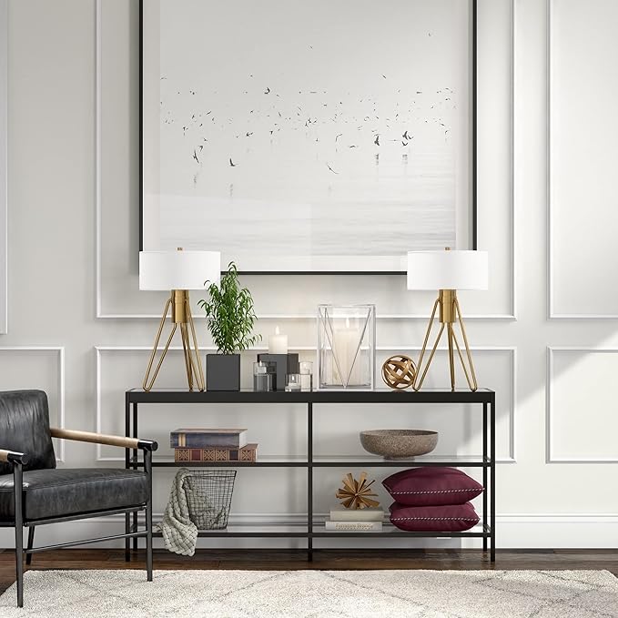 Henn&Hart 64" Wide Rectangular Console Table in Blackened Bronze, Entryway Table, Accent Table for Living Room, Hallway