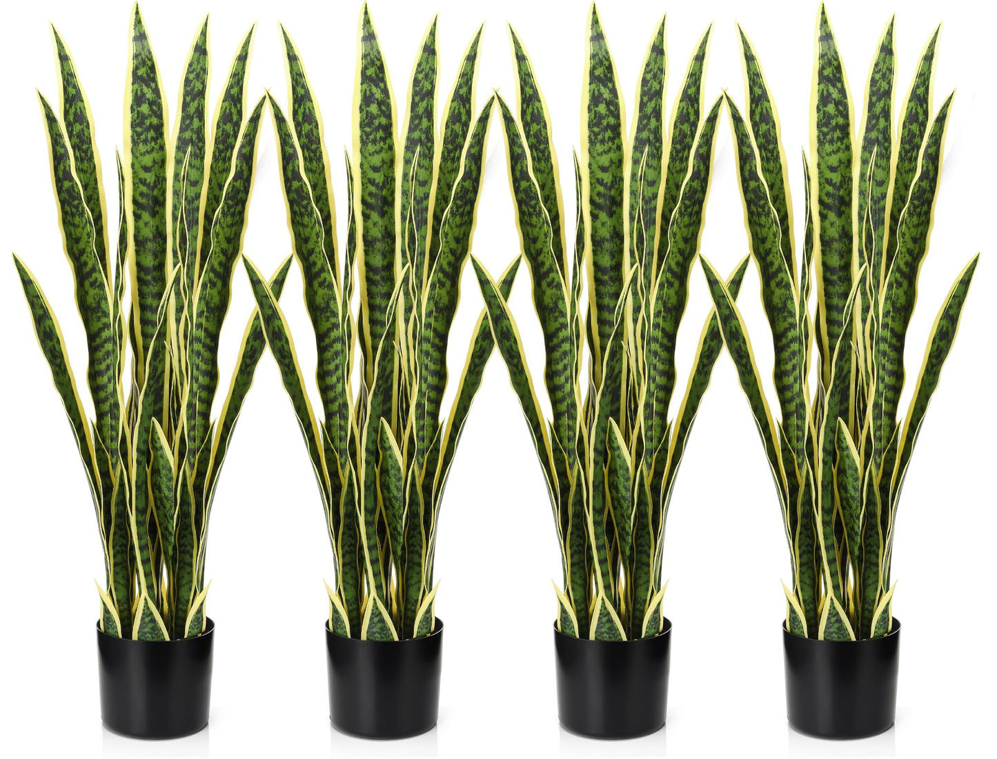 Crowye 4 Pack 3.15 Ft Tall Artificial Snake Plant Faux Sansevieria Plant Large Fake Snake Bulk in Pot for Home Office Housewarming Gift
