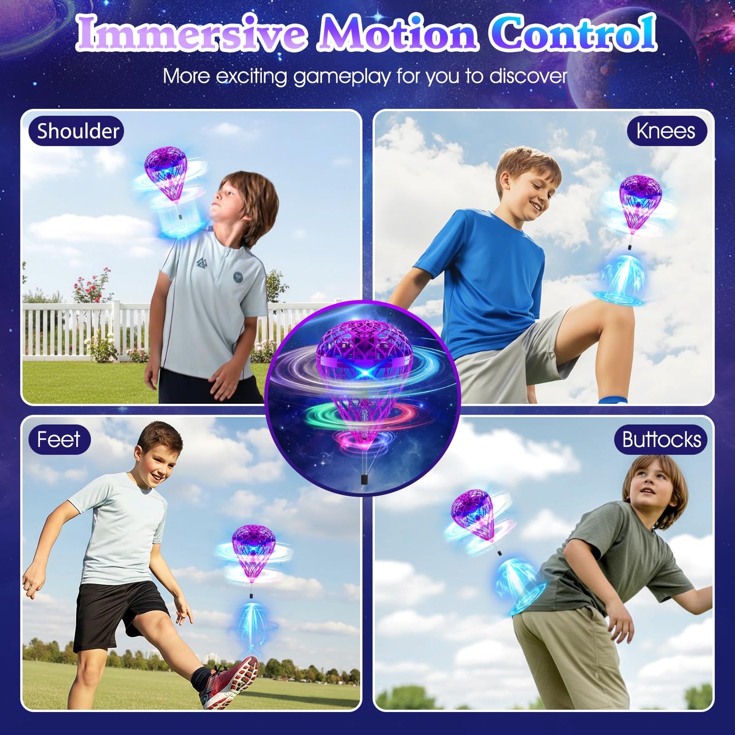 TrysGame 2025 Cosmic Globe,Hover Orb Toy with 3D Flips, Rechargeable Floating Spinner for 6 7 8 9 10 11 12 Years Old Boy&Girls Indoor/Outdoor (Purle)
