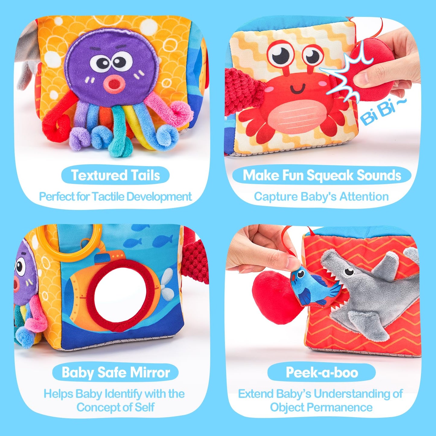 hahaland Baby Sensory Book & Baby Sensory Tissue Box Toy