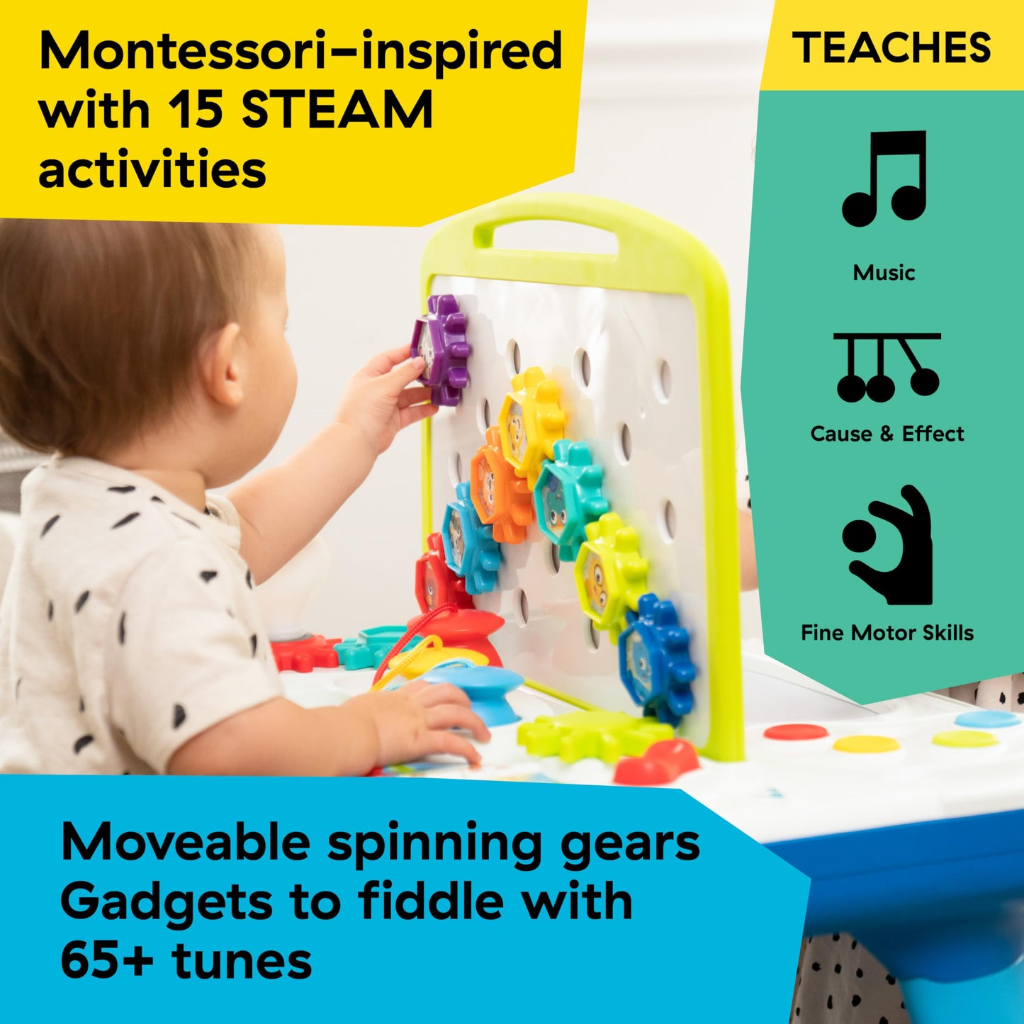 Baby Einstein Curiosity Table Activity Play Station, Montessori Floor Toy and Interactive Workbench, 12 Months and Up