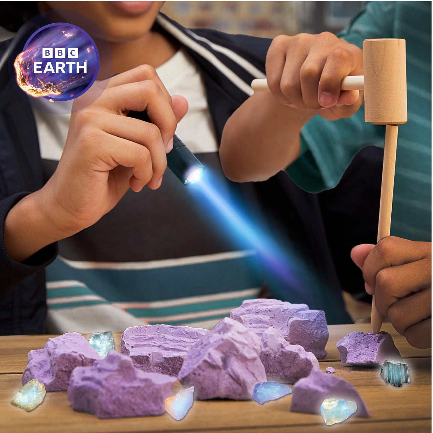 Horizon Group USA Mineral Dig Kit: Excavate 6 Real Gems, Glow in Dark, STEM Kit, Earth Science, Geology, Ages 6+