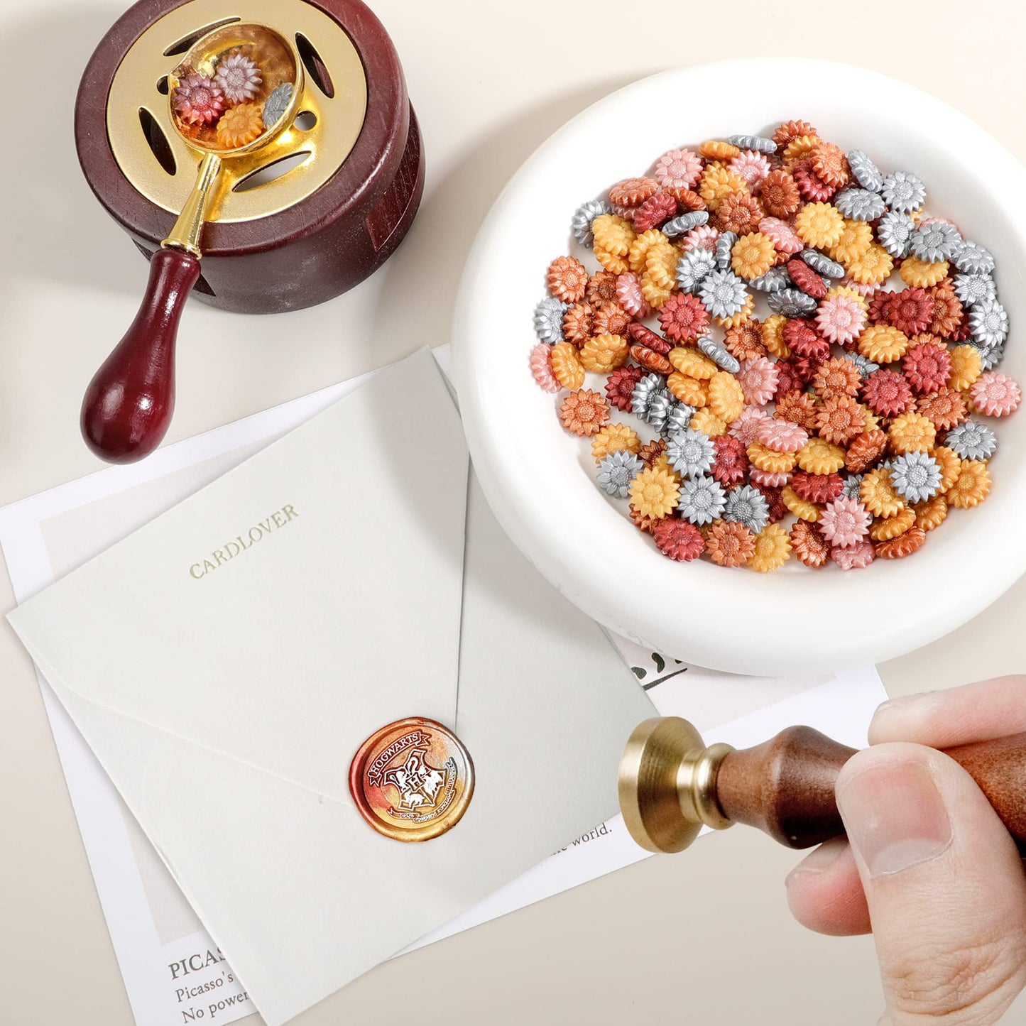 Sealing Wax Beads, Canned Unique Color Combination- Mixed Color (Approx.1000pcs)- for Wax Seal Stamps, Letter Sealing & Wedding Invitations - Metallic Color Series