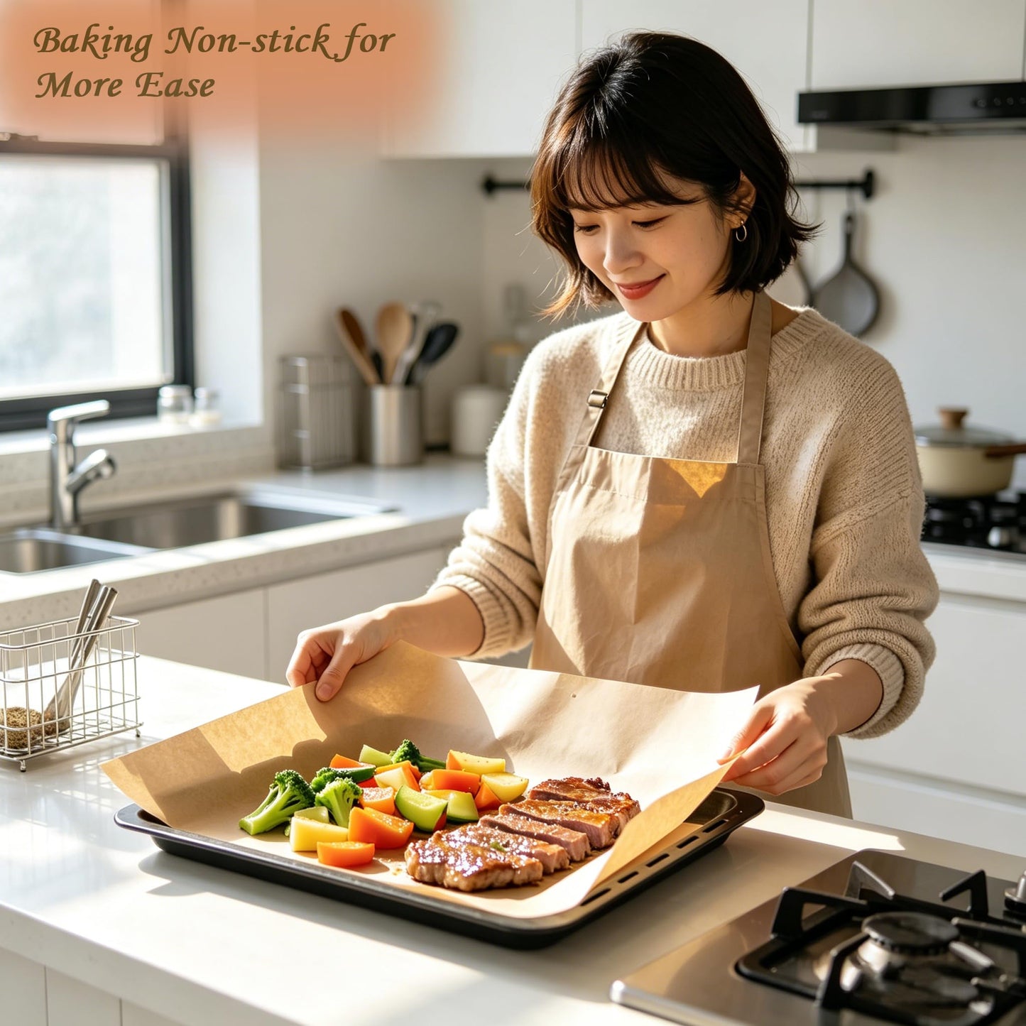 120Pcs Unbleached Parchment Paper Sheets, 12 x 16 Inch Precut, Non-Stick & Greaseproof, Perfect for Baking, Grilling, Air Fryer, Steaming & Roasting, Fits Small Sheet Pans