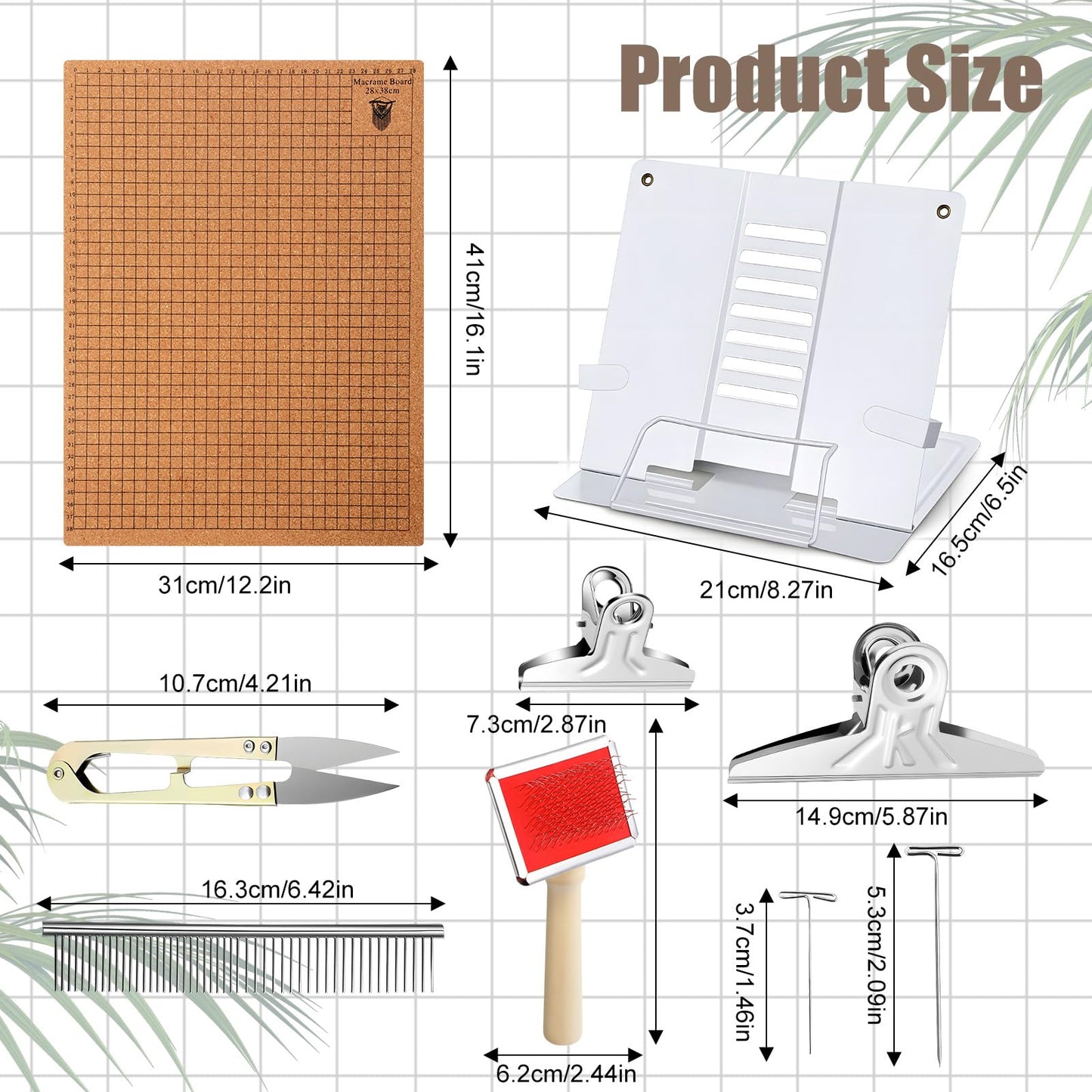 SHENLIU 108 Pcs Macrame Kit 12×16 Inch Macrame Board and Pins, Double Sided Grids Handmade Braiding Making Board, Metal Adjustable Holder, Brush Scissor Ruler for Bracelet Creating, Knotting Creations