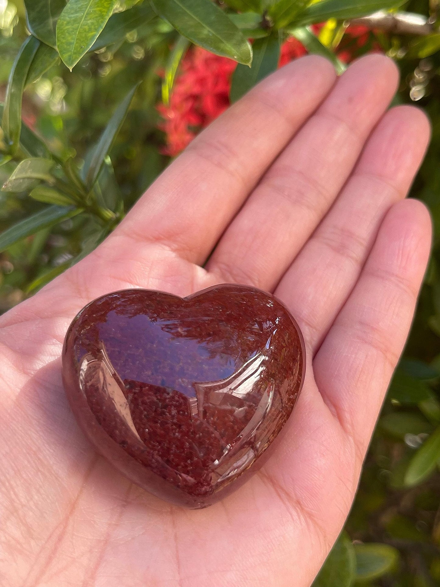 Strawberry Quartz Gemstone Hearts, Polished Strawberry Quartz Puffy Hearts, Strawberry Quartz Crystal Palm Stone, Strawberry Quartz Healing Crystal Hearts (1 Heart)