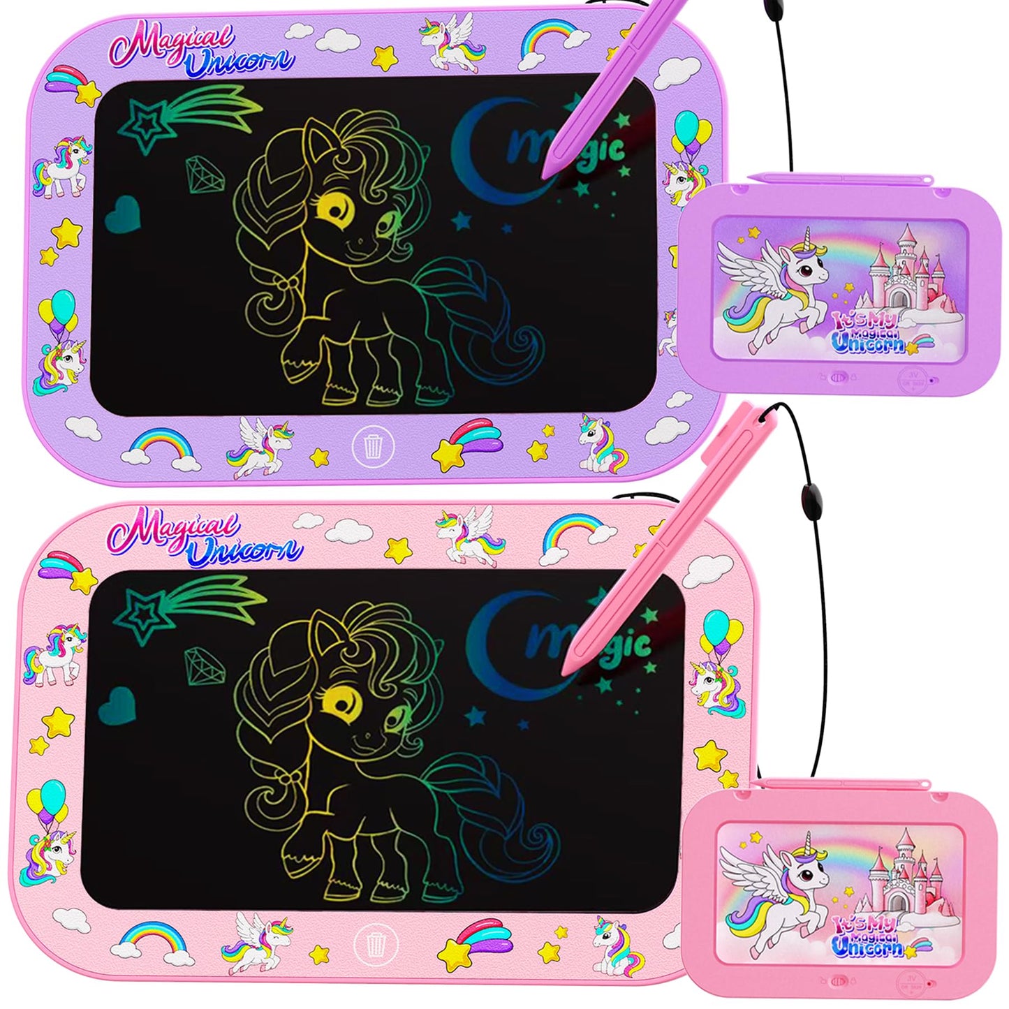 2 Pack LCD Writing Tablet for Kids,10Inch Colorful Reusable Electronic Toddler Doodle Board Drawing Tablet Pads,Educational Learning Toys Gifts for 3 4 5 6 7 8 Year Old Girls (Pink&Purple-10IN)