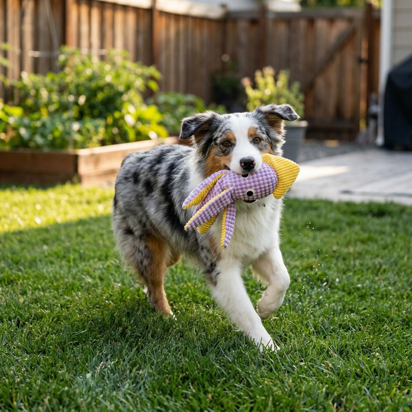 Paw-FECT Piece Soft Plush Squid Dog Toy, with Interactive Squeaker, Crinkle Legs and Fin, Great Companion and Emotional Support Durable Chew Toy, Breeds and Size Dogs