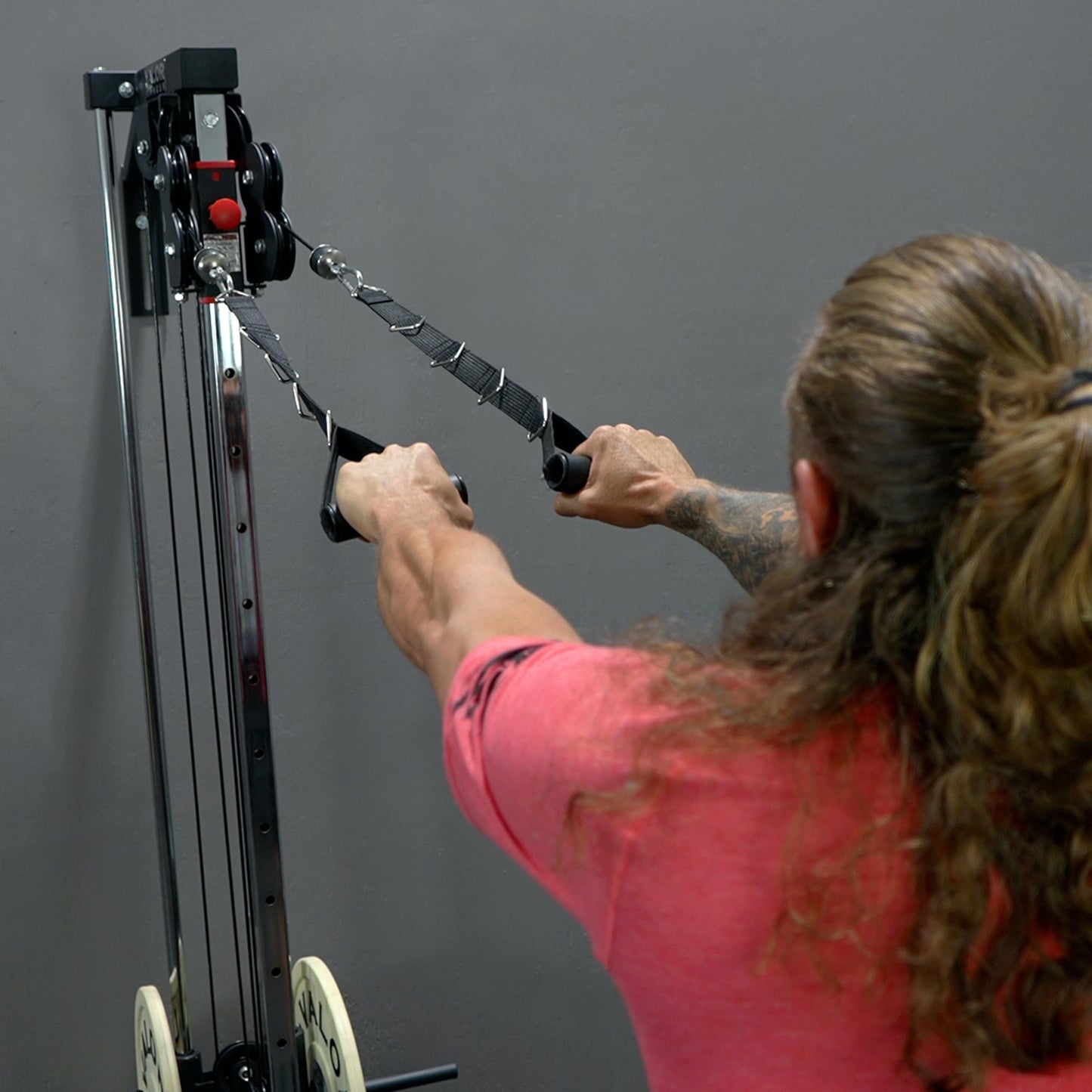 Valor Fitness Wall Mounted Cable Machine with Dual Adjustable Pulley System, 16 Height Positions, Compact Home Gym for LAT Pulldowns, Rows, Triceps, and Full Body Strength Training