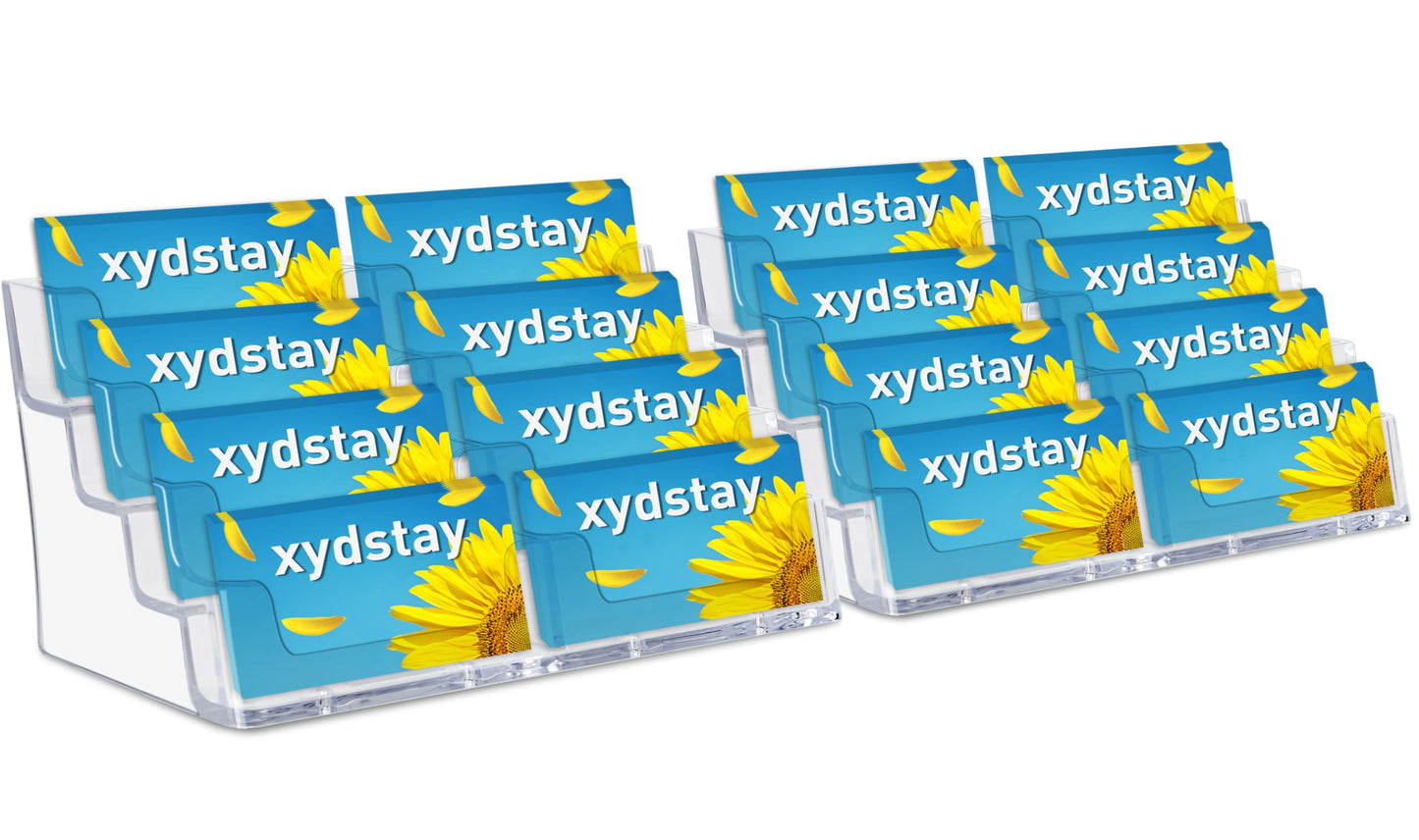 Acrylic Business Card Holder for Desk,4-Tier Clear Plastic Display Stand with 8 Pockets, Holds 400 Cards,ldeal for Office & Workspace Organization,2 Pack