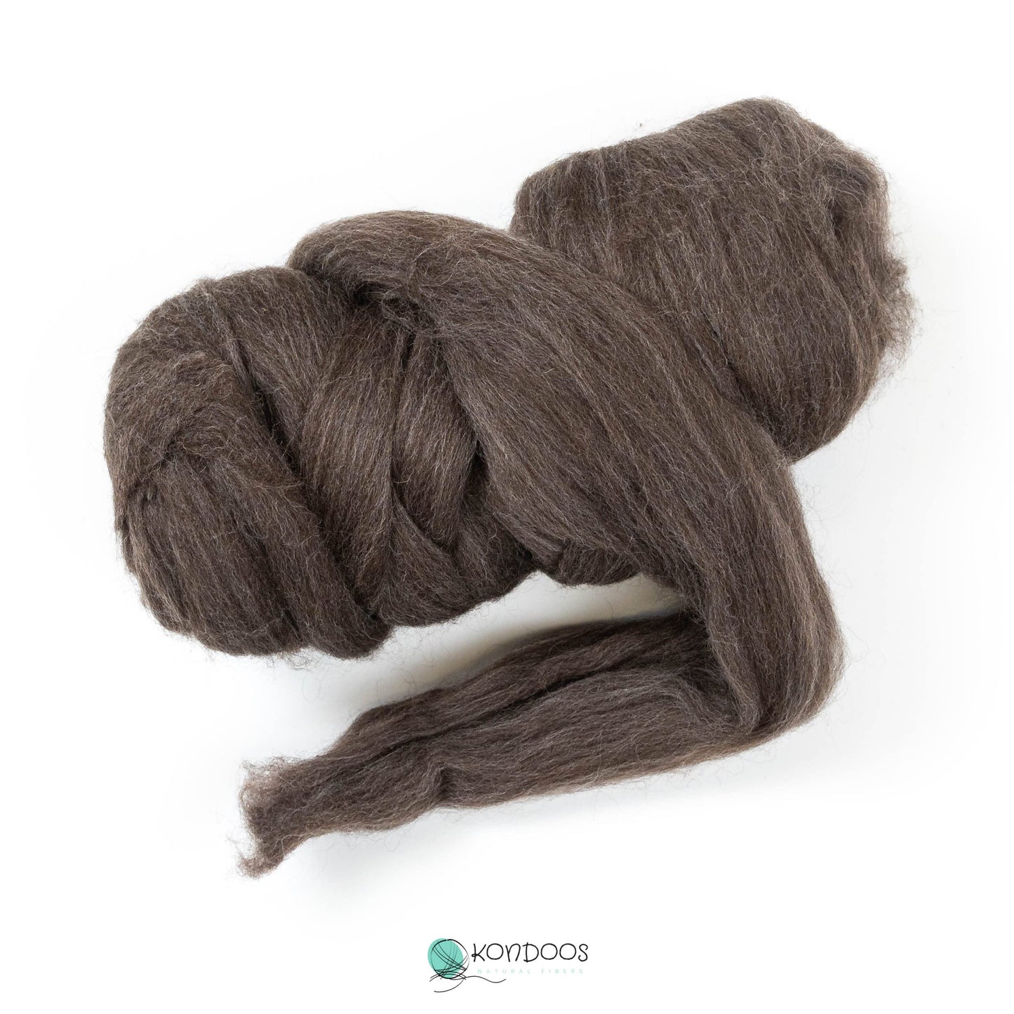Kondoos Natural Wool roving, 8 OZ. Best for Needle Felting, handcrafts and Spinning. Natural Colours, un-Dyed. (Brown Mocha, 8 oz)
