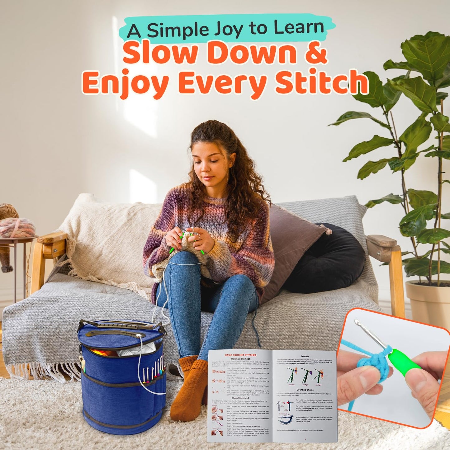 Crochet Kit for Beginners Adults & Kids | 69-Piece Complete Crochet Starter Kit 20 Yarn Colors 1120 Yards 9 Ergonomic Hooks | Learn to Crochet with Easy Step-by-Step Guide – Crocheting Supplies & Gift