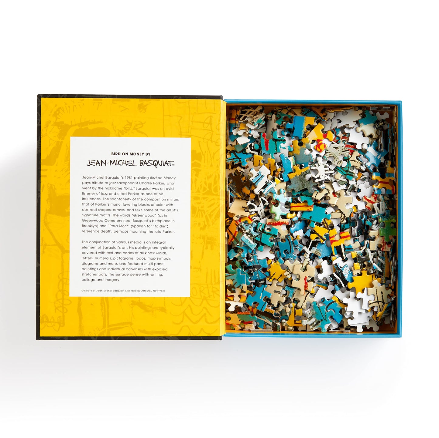 Galison Basquiat Bird On Money – 500 Piece Book Puzzle with Iconic Bird On Money Charlie Parker Tribute Artwork Packaged in Magnetic Keepsake Book Sized Box