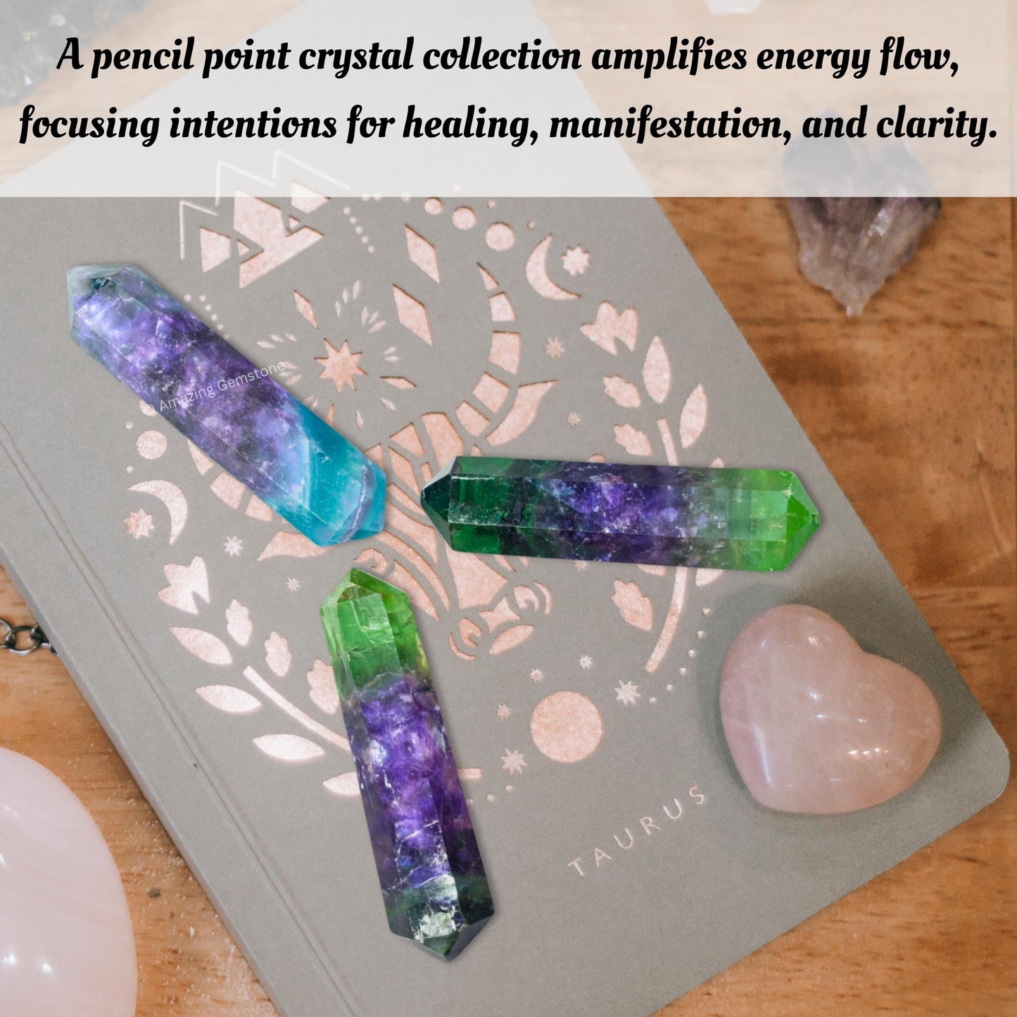 Amazing Gemstone Fluorite Crystal Points Bulk Healing Crystals - Pack of 3 Double Terminated Healing Wand Point Bulk Crystals for Crafts, Crystal Grid, DIY Work - Premium Crystals for Beginners Gifts