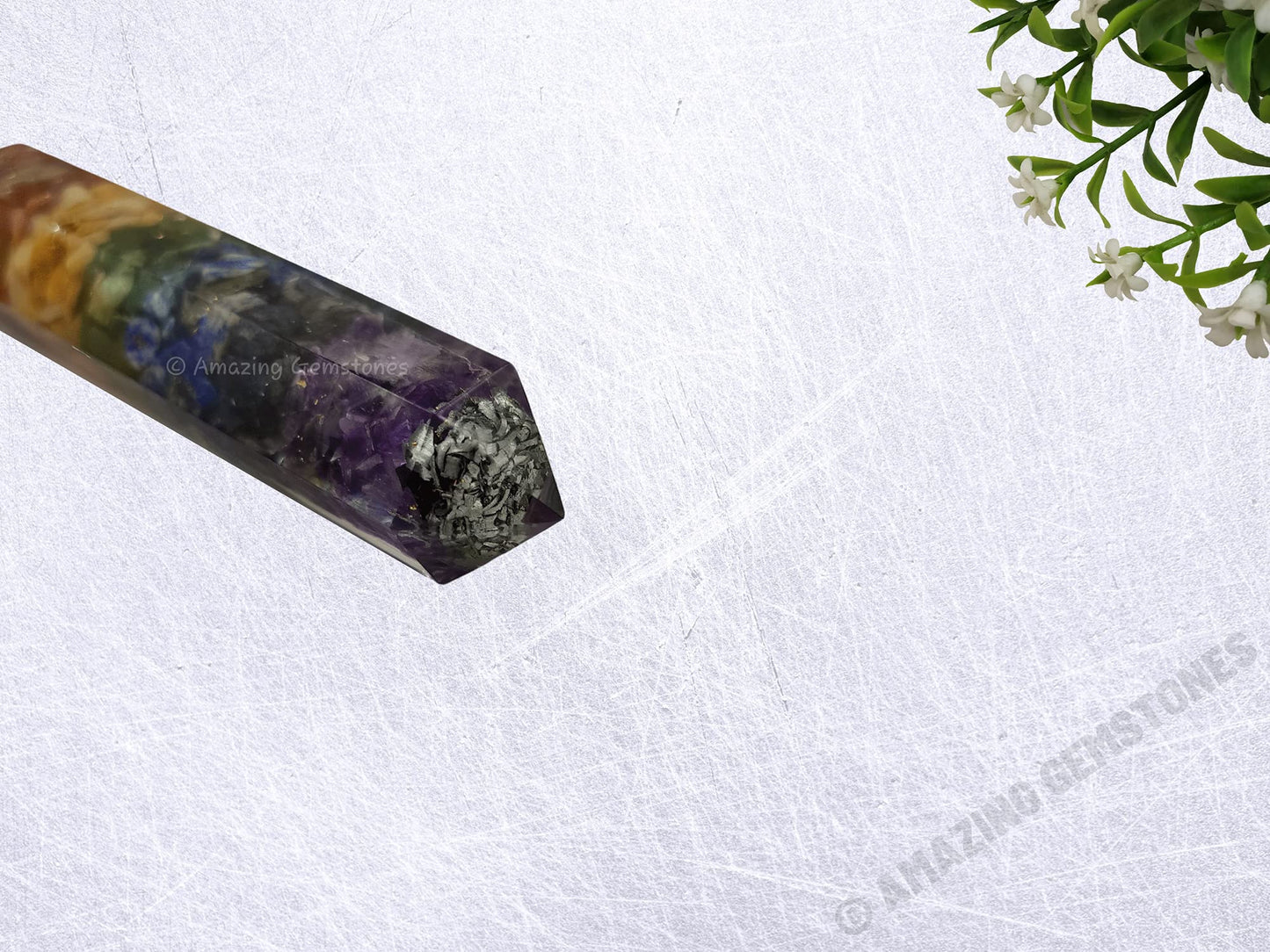 Amazing Gemstone Seven Chakra Crystal Orgone Towers ~ Natural Healing Crystal Point Obelisk for Reiki Healing and Crystal Grid (4.5 to 5 Inch, Pack of 1)