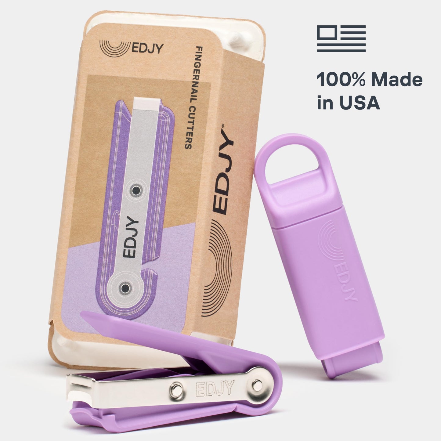 EDJY Fingernail Cutter - Precision Stainless Steel Nail Cutter for Fingernails | Sharp Blade, Ergonomic Design, Durable & Rust-Resistant | Ideal for Men and Women | Lilac | 2-Pack