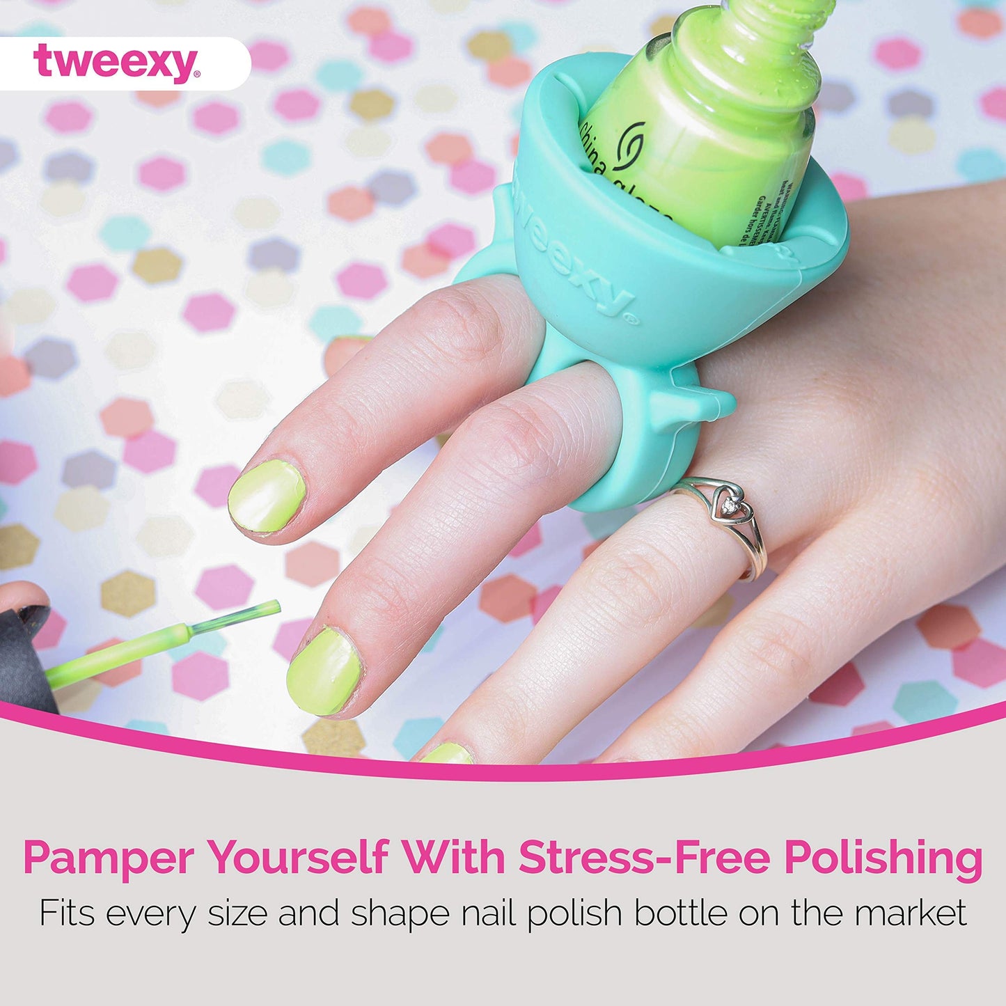 tweexy - 2 pack - Spa Green and Unicorn Wearable Nail Polish Holders