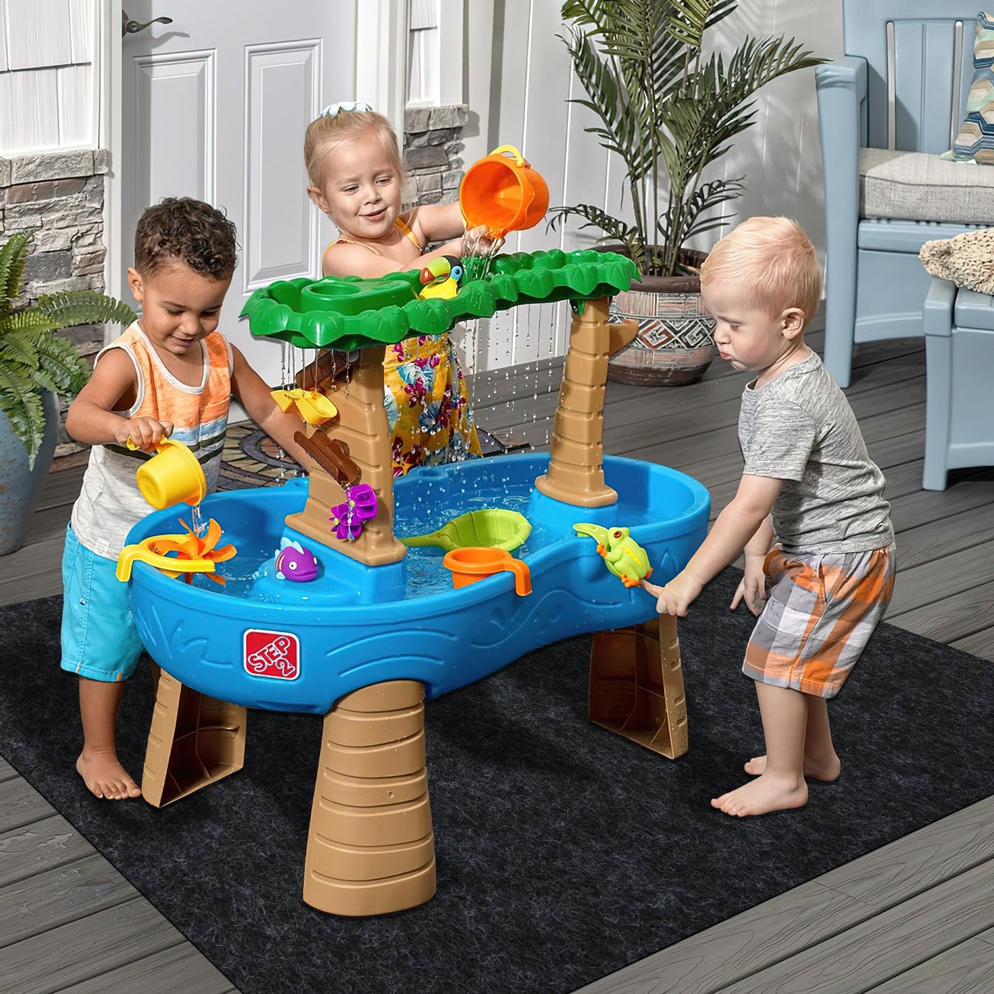 CIEOVO Water Table Mats, Non Slip Backing Outdoor Splash and Play Activity Pad Rug Waterproof Water Play Table Mat for Summer Beach Backyard Fun Water Play