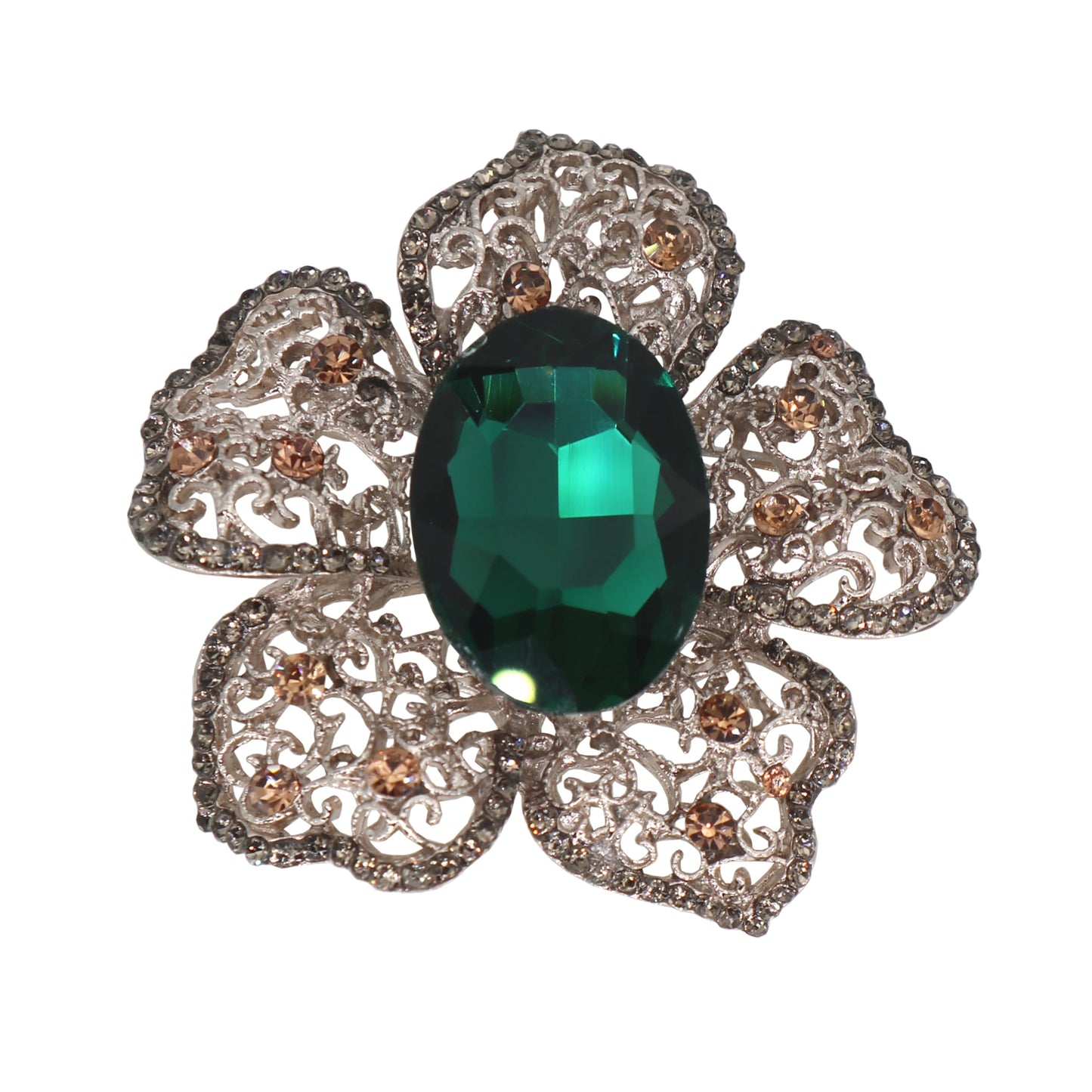 AUGTIGER Green Flower Brooch Pins for Women Fashion Statement Jewelry