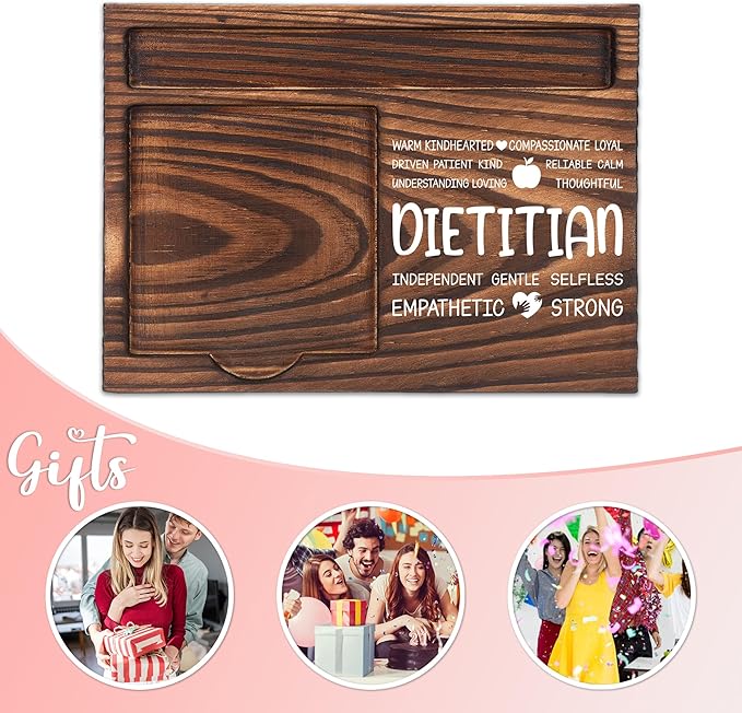 Registered Dietitian Appreciation Gifts, Thank You Gift for Registered Dietitian Nutritionist, Student Nutritionist Office Gifts, Sticky Note Holder Wooden Notepad & Pen Holder 6.5" x 4.7" - FTA264