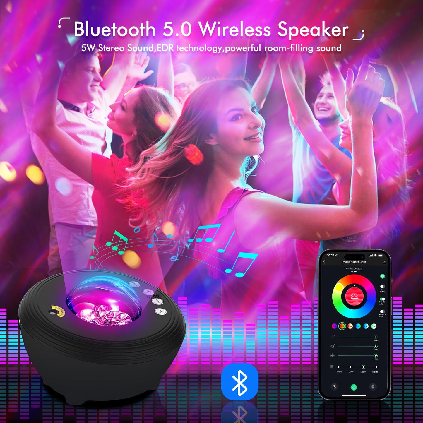 YunLone Star Projector Galaxy Light Projector with 33 Lights, Bluetooth 5.0 Speaker, Sound Machine Night Light, Smart WiFi Aurora Projector with IR Remote, Timer for Kid Adult Bedroom/Ceiling/Party