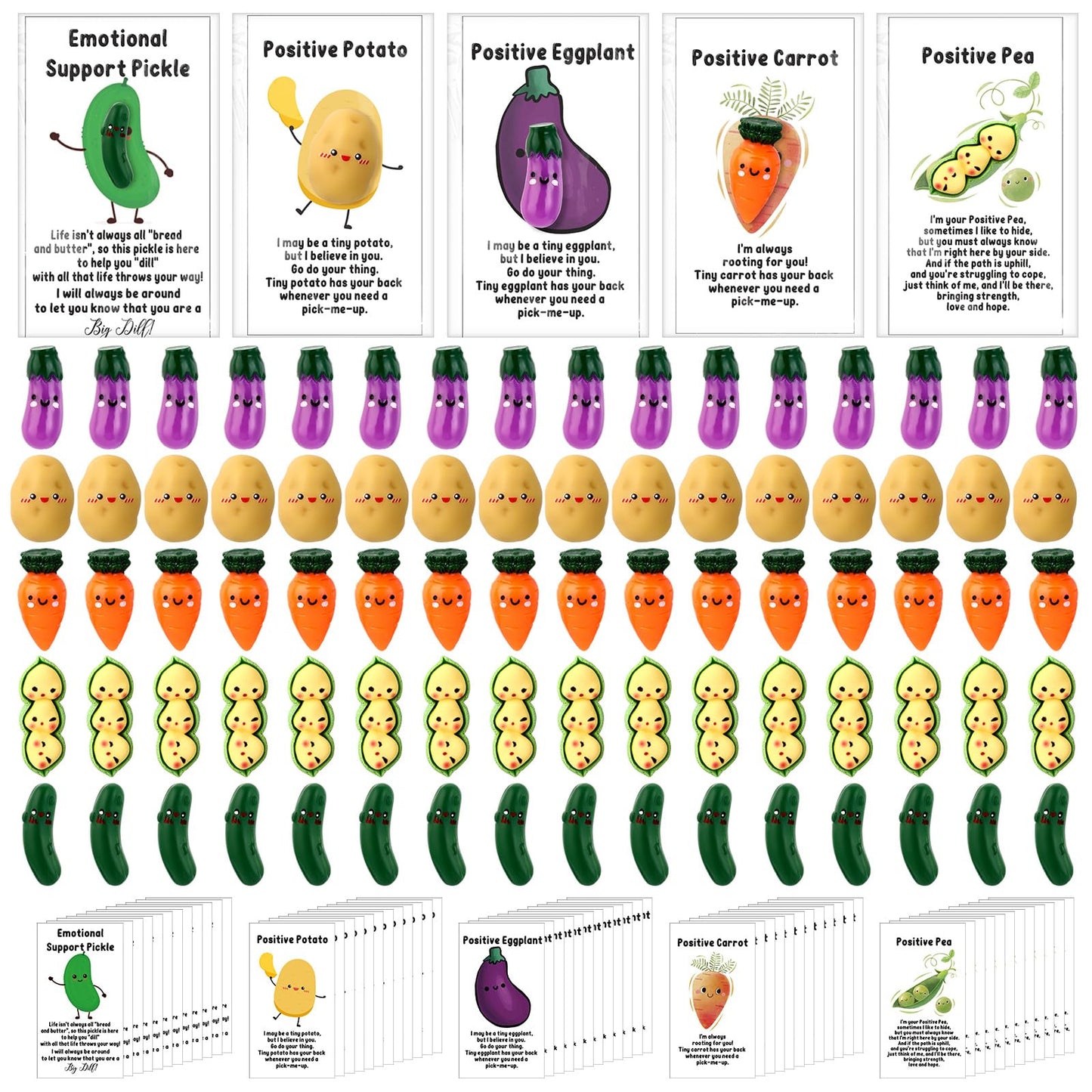 CroBlissful 100 Sets Administrative Professionals Week Gift Positive Inspirational Potatoes Pickle Resin Vegetables Employee Appreciation Gift for Assistant Secretary Graduation Teacher Nurse Team