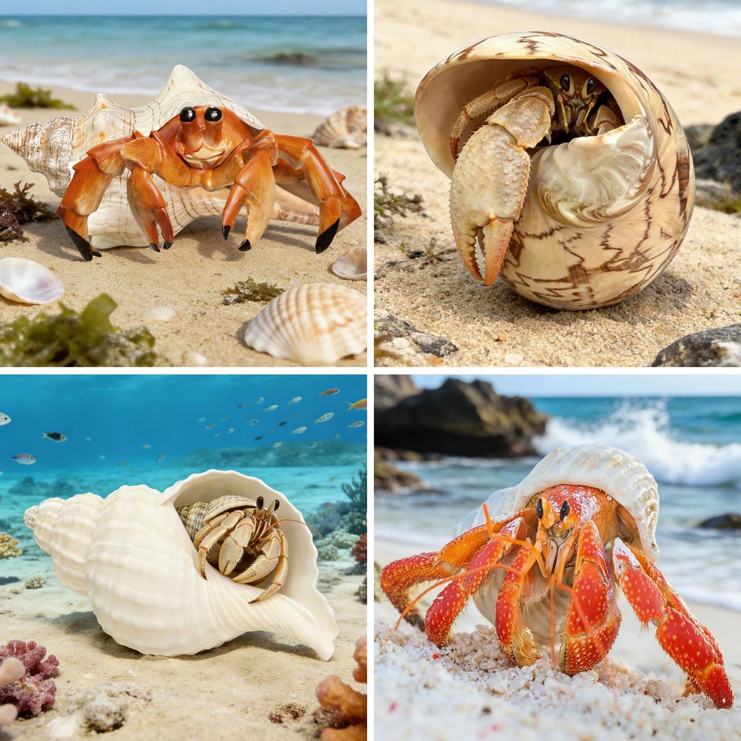 5PCS Medium and Large Hermit Crab Shells| Natural Sea Conch Size 2.8" - 4.5", Opening Size 1.6" - 2.7" | Turbo Seashells for Hermit Crab Supplies and Beach Decoration