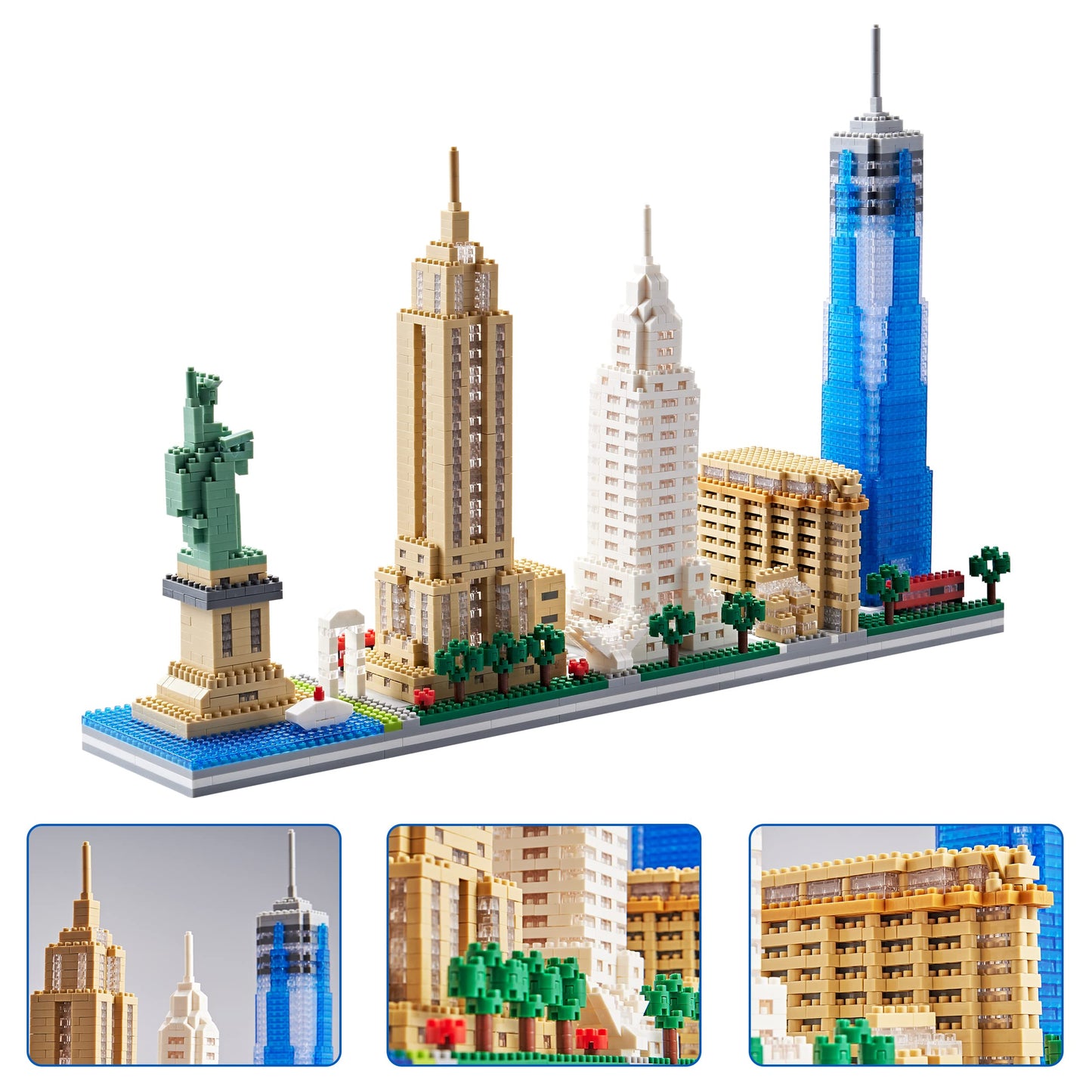 YaJie New York Skyline Micro Mini Blocks Building Set, Collection Model Kit - Detailed City Architecture for Adults（3452 Pcs）