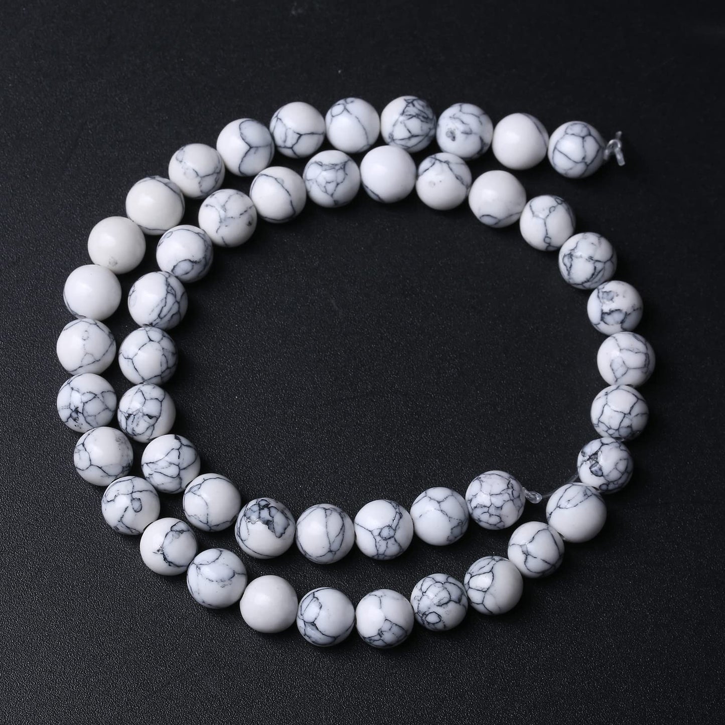 90pcs 4mm Natural Stone Beads White Turquoise Gemstone Round Loose Beads for Jewelry Making Crystal Energy Stone Healing Power DIY Bracelets (4mm, White Turquoise)