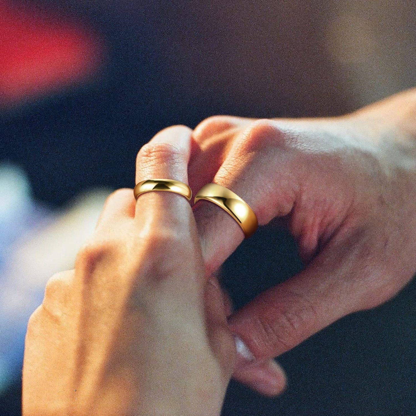 Greenpod 6mm 24K Gold Plated Tungsten Carbide Rings for Men Women Dome Polished Classic Wedding Band Comfort Fit Size 6