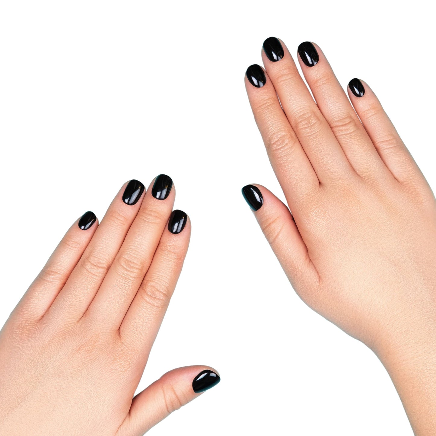 ALICE & BELLA Semi Cured Gel Nail Strips-20 PCS Solid Black Nail Strengthening Gel Stickers, Use with UV Light Lamp, Salon Quality Manicure Wraps (Glossy Solid Black)