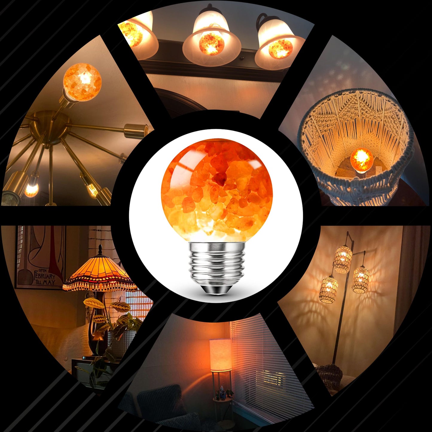 Elmoyle Himalayan Salt Lamp LED Light Bulbs, E26 2200K Warm Amber Pink, 3W Mood Lighting Night Light, E26 G45 Salt Rock Stress Relief Bulbs for Bedroom, Decor, Sleep Light, Non-Dimmable, 2pack