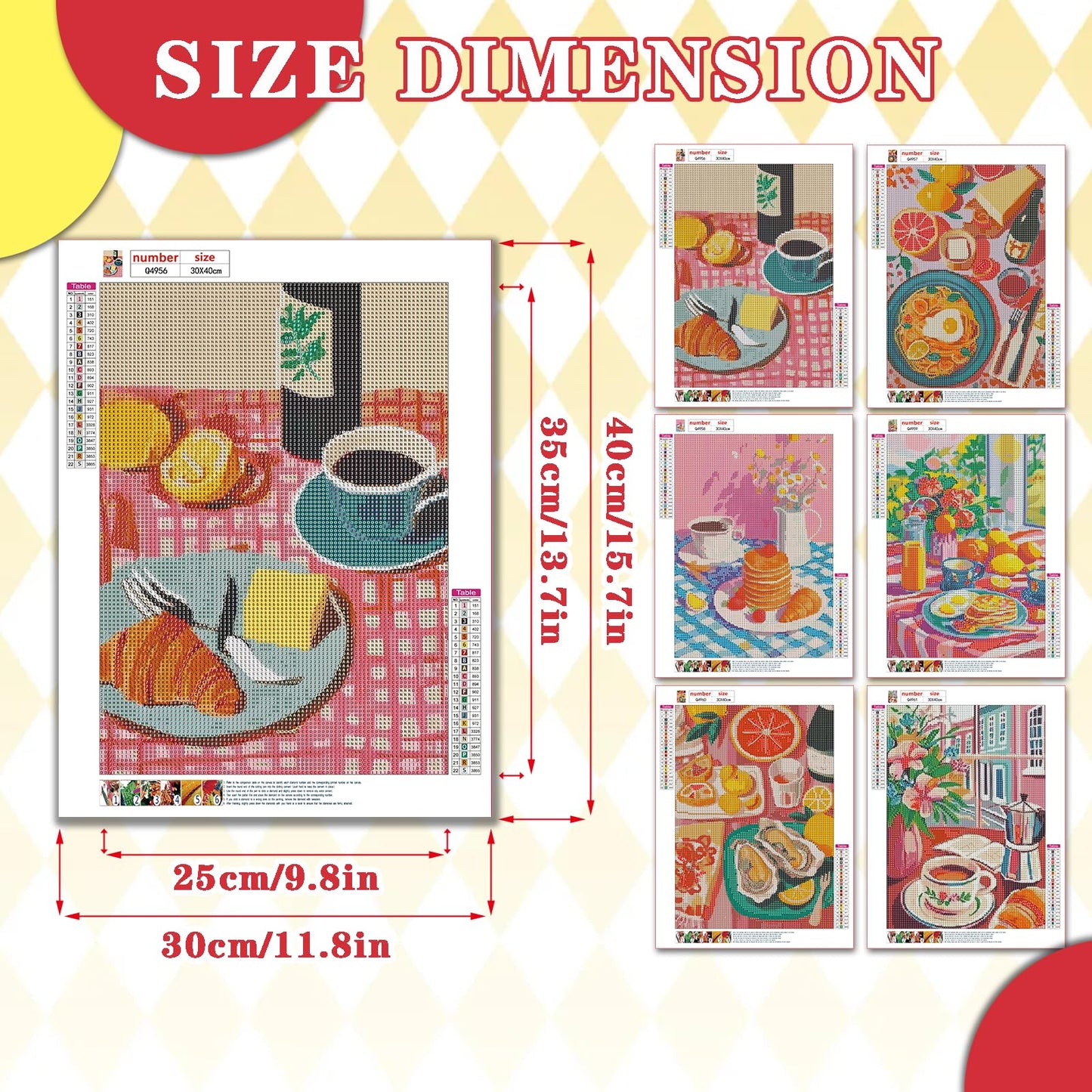 Leatrice 6 Pack Diamond Painting Kits for Adults 5D Diamond Art Kits Gem Dots Paintings Round Full Drill Beginners Women DIY for Home Kitchen Wall Decor 11.8x15.7 Inches Chic