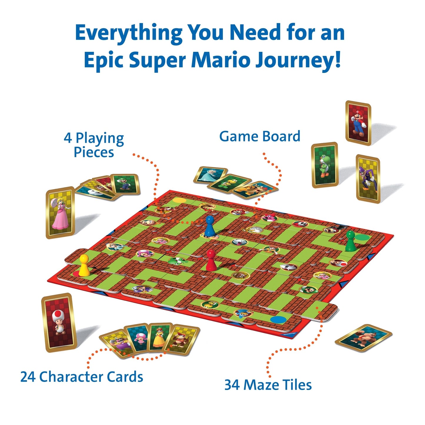 Ravensburger Super Mario Labyrinth Board Game - A Strategic Maze Challenge for Family Nights - Great Birthday Gift - 2-4 Players - Kids Ages 7-10 and Older