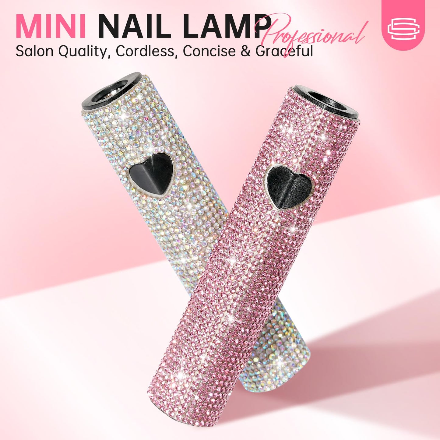 CHRISTINE SHELLY UV Light for Gel Nails, Handheld UV Nail Lamp, Portable LED Nail Lamp, Mini Nail Dryer, USB Nail Light for Fast Curing, Pink
