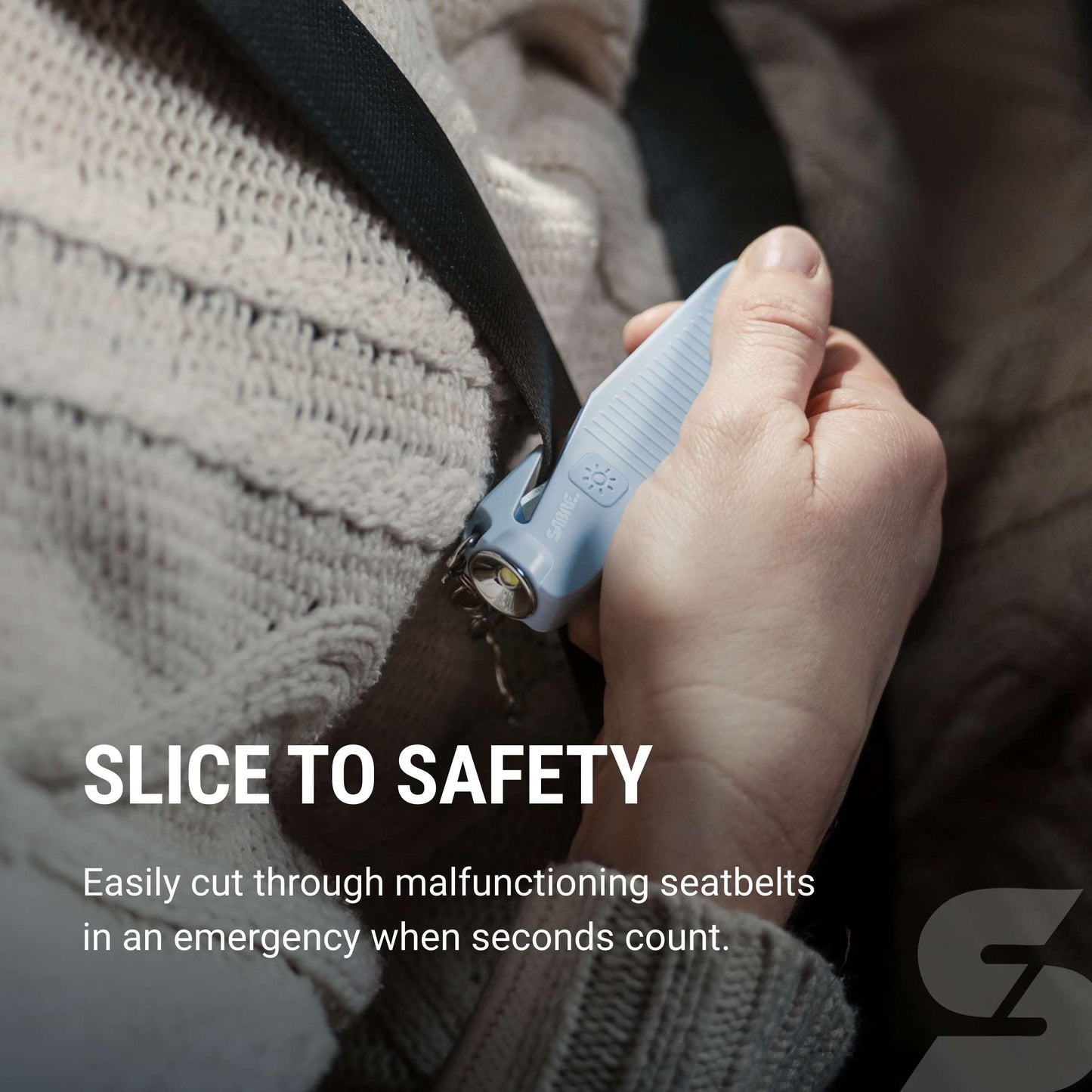 Sabre Safe Escape™ 3-in-1 Car Escape Tool for Car Safety with Spring-Loaded Window Breaker, No Swing Required, Seat Belt Cutter, LED Flashlight, Compact Auto Safety Tool for Emergencies