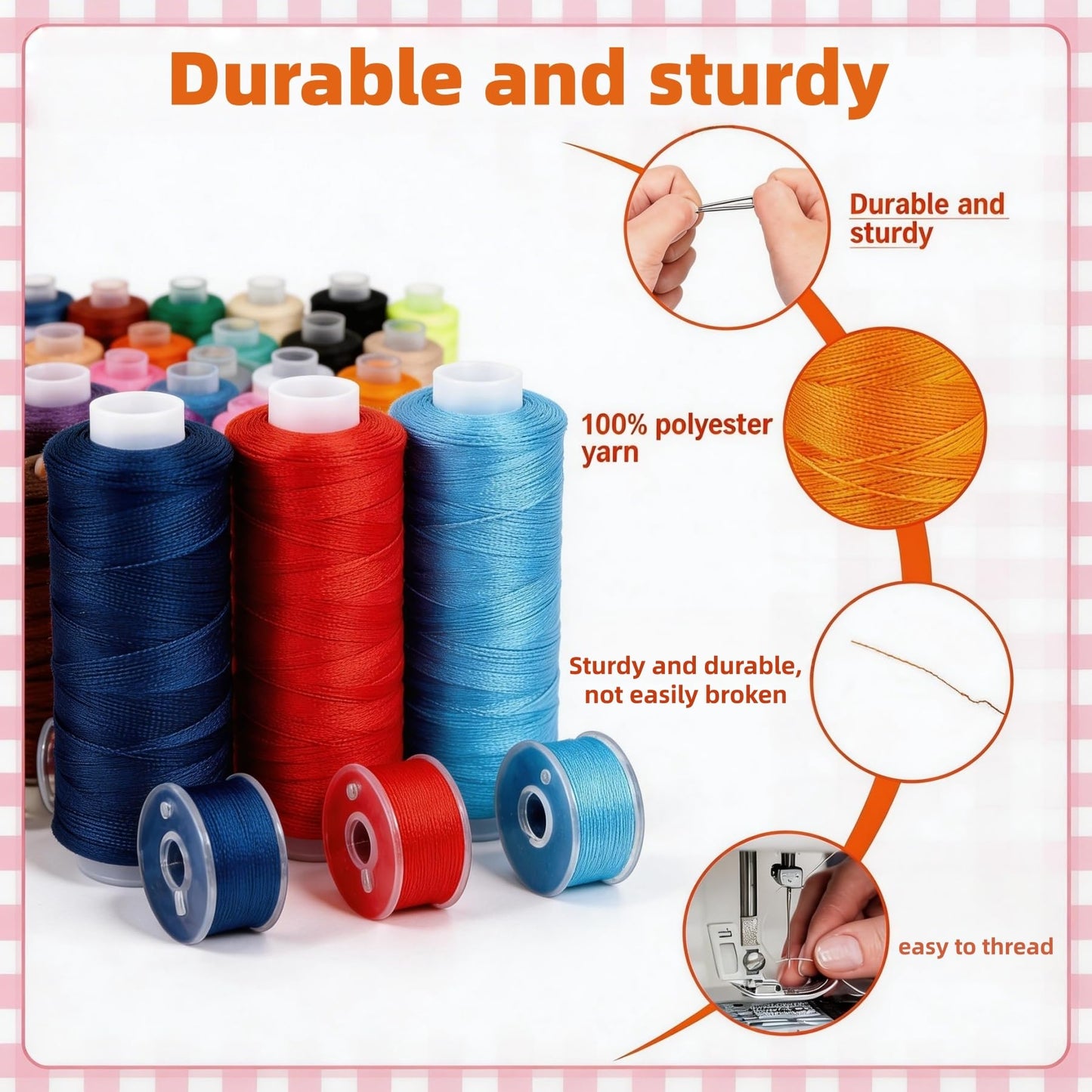 VIZOSHI Sewing Thread Kit with Prewound Bobbins, 90PCS 36 Colors Polyester Thread Set, 400 Yards per Spool, for Sewing Machine & Hand Sewing, Quilting, Embroidery, Repairs, DIY Crafts
