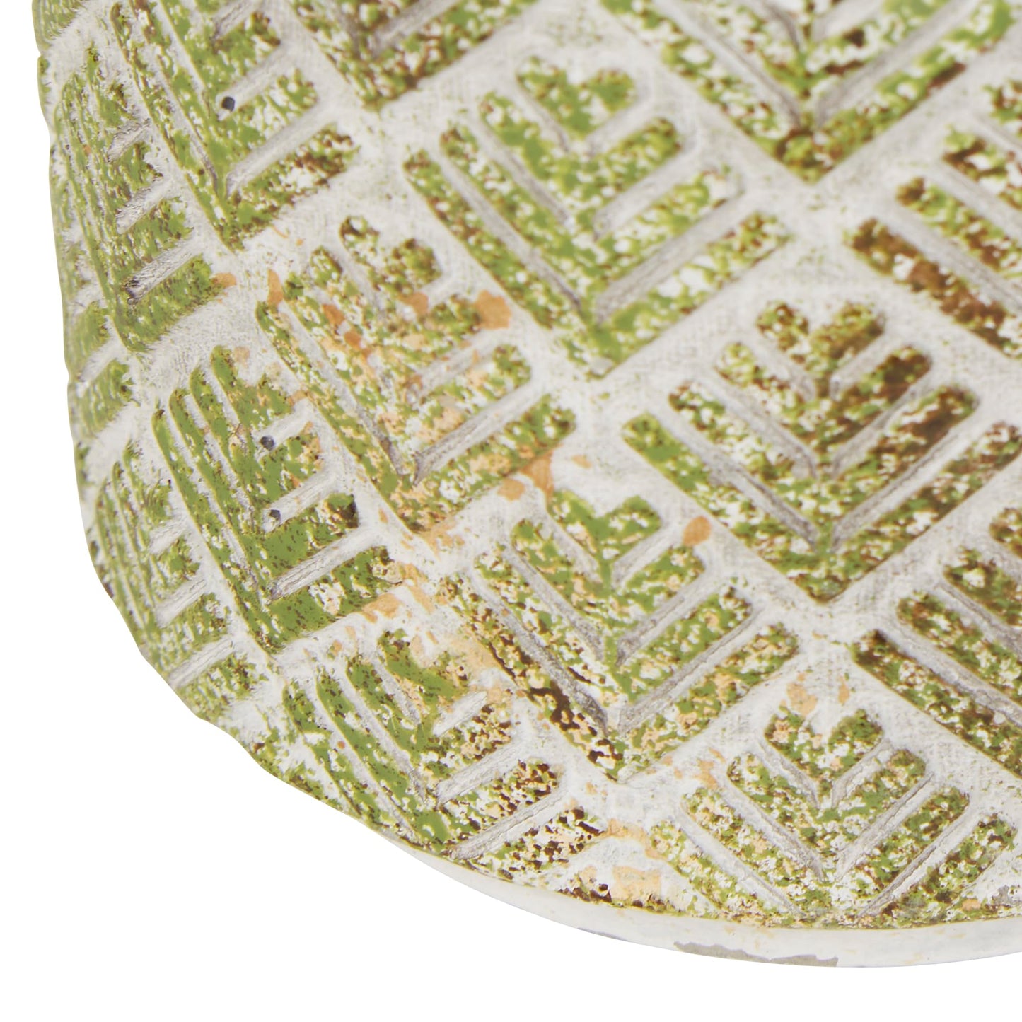 Zingz & Thingz Distressed/Weathered Indoor & Outdoor Secret Garden Cement Planter Flower Pots, Set of 2, 6.75x6.75x6.25, Abstract Gold & White Leaf