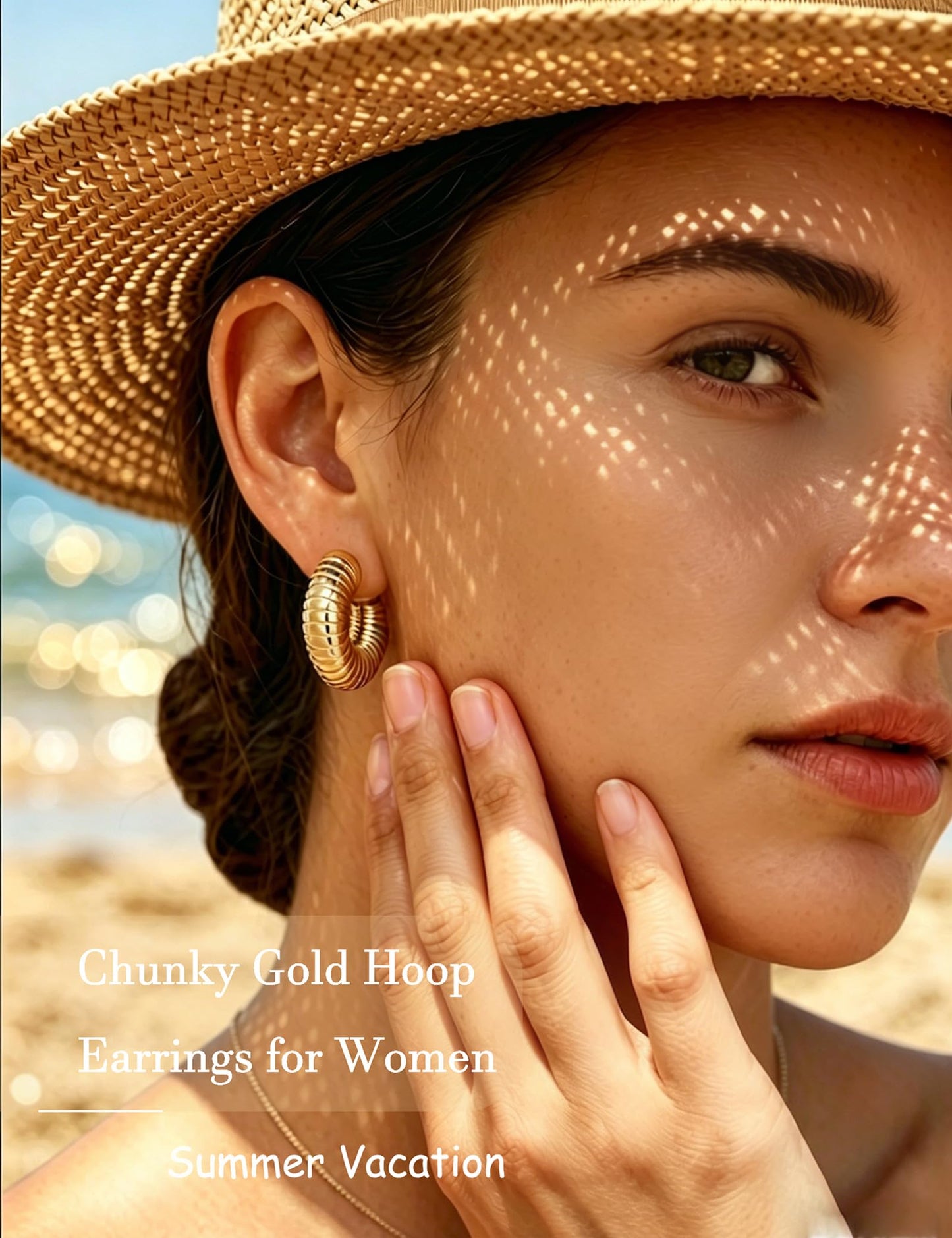 16 Pairs Starfish Chunky Gold Hoop Earrings Set for Women, Beach Shell Style Stack Statement Earrings, Hypoallergenic Lightweight Gold Plated Trendy Summer Jewelry Gift