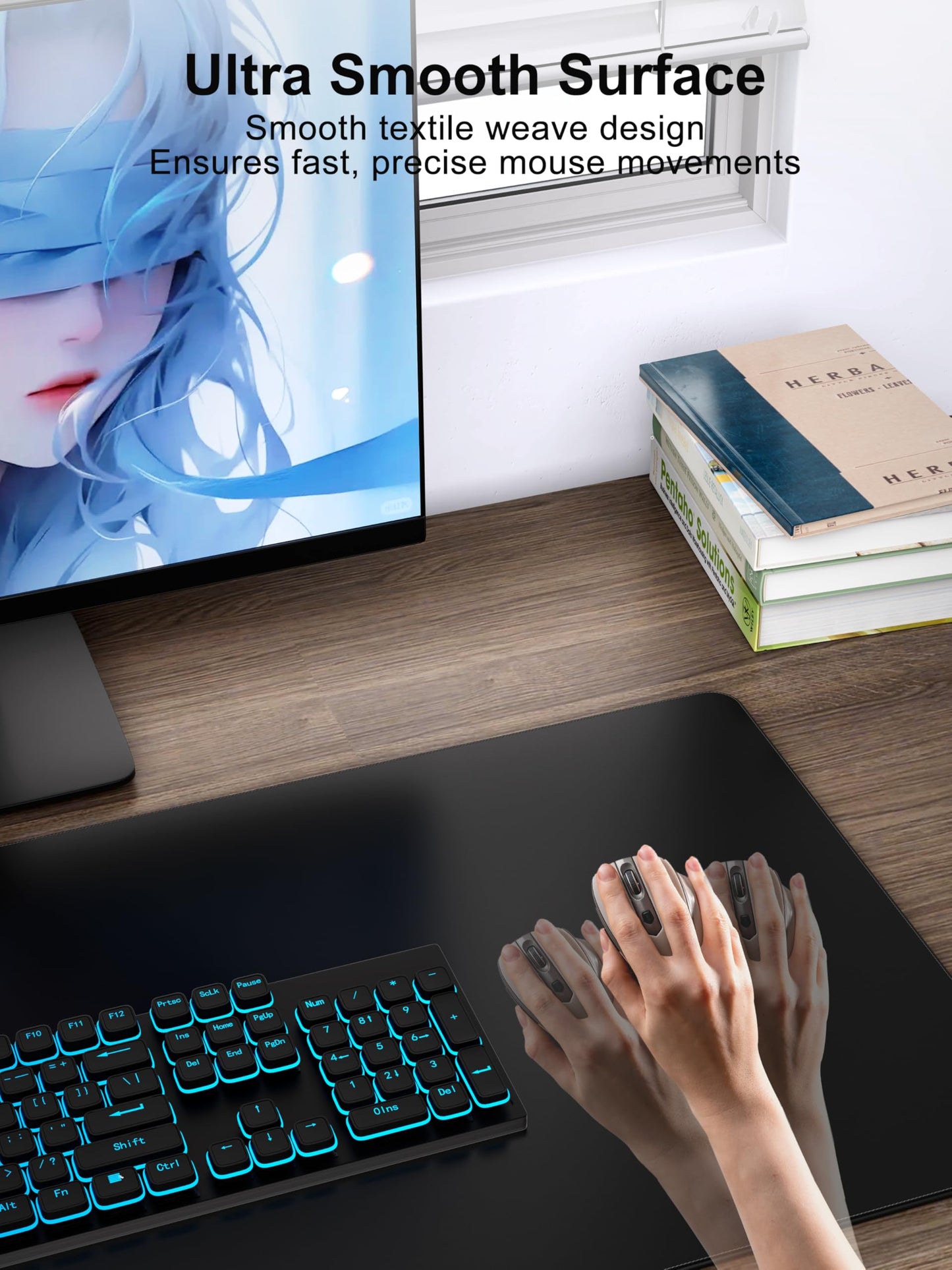 TopMade Mouse Pad with 15W Fast Wireless Charging, 31.5"x15.75" XXL Large Gaming Waterproof Desk Pad with Ultra-Smooth Surface, Non-Slip Base, Computer Desk Mat for MacBook, PC, Laptop, Black