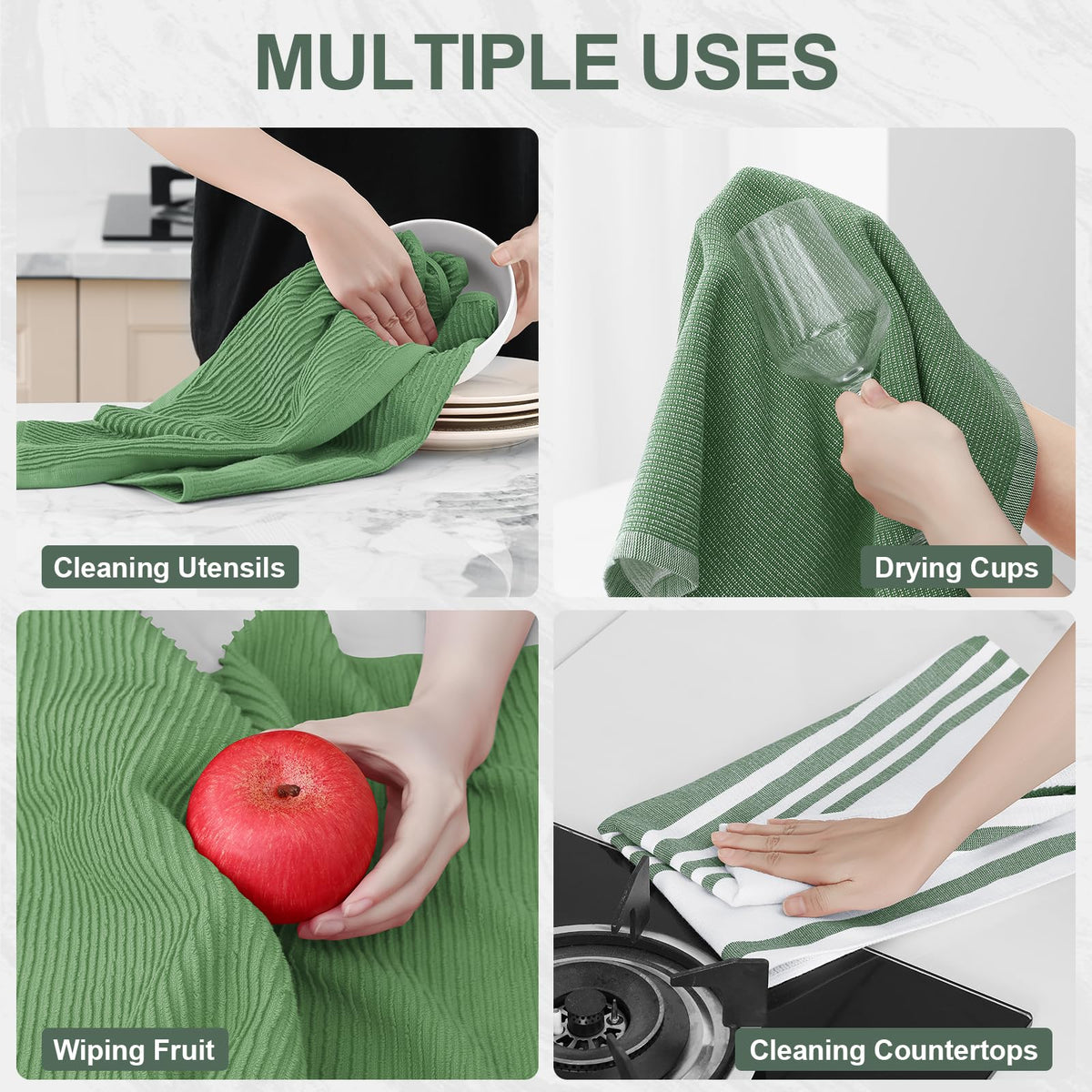 Cotton 380 GSM Premium Kitchen Towels (3 Count)