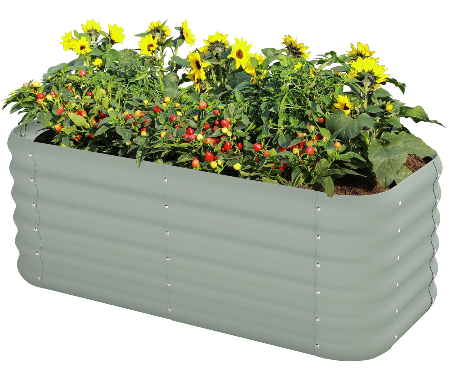 Galvanized Raised Garden Bed, Outdoor Planter Bed, Metal Planter Box for Gardening and Planting,4x2x1.5ft, Light Green