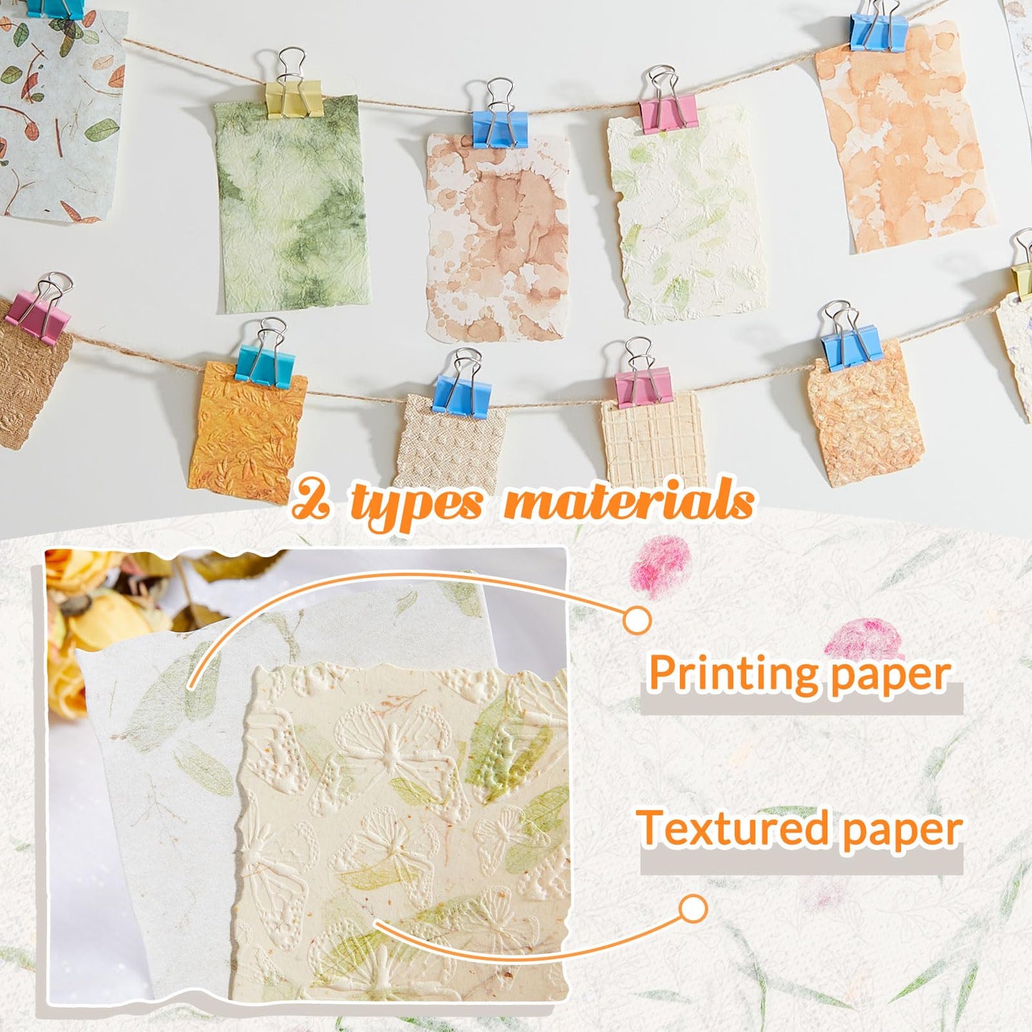 Humyoun 168 Sheets Spring Botanical Embossed Scrapbook Paper, Floral Plant Theme Decorative Craft Paper for Junk Journal, Card Making, Decoupage, Collage and DIY Crafts