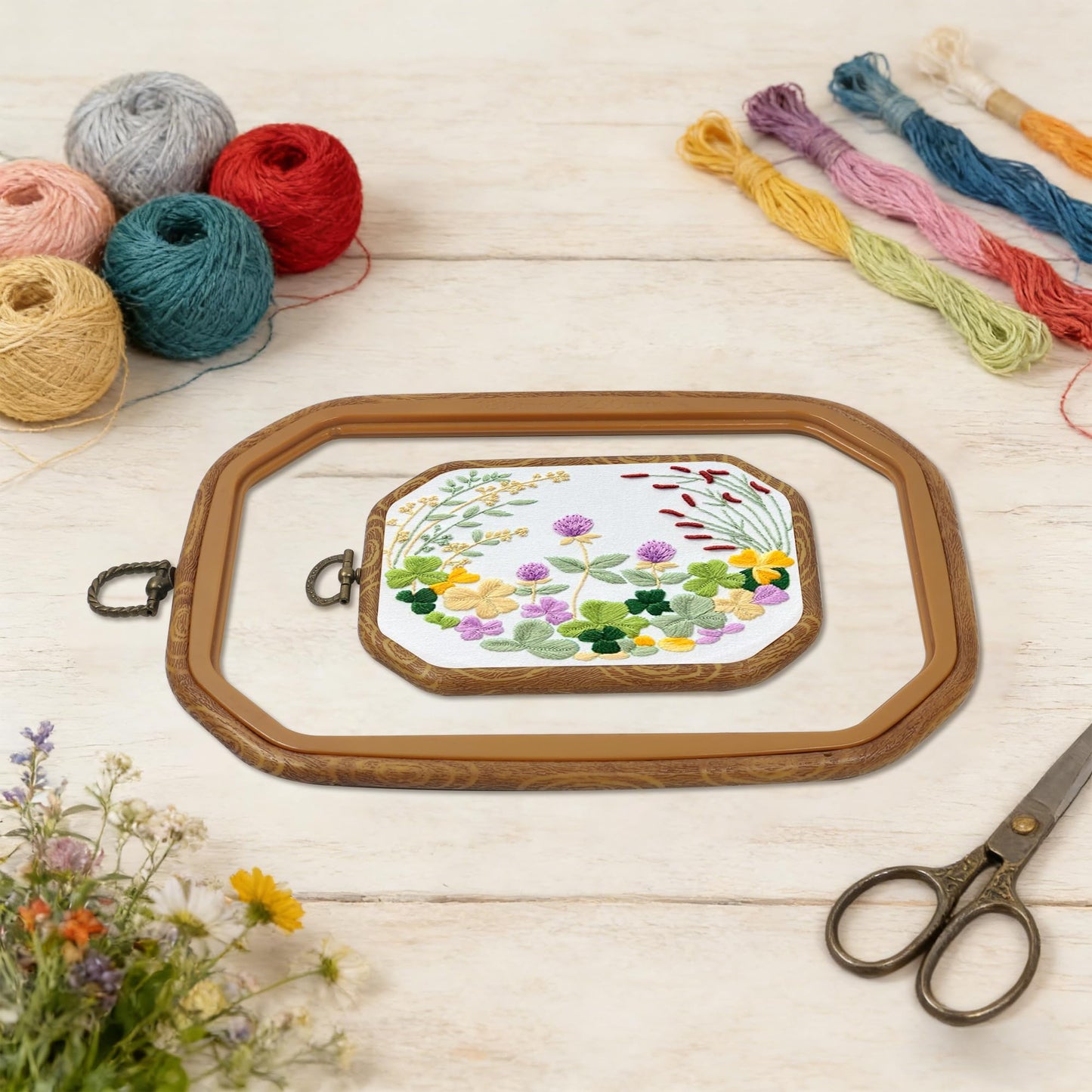 Resin Decorative Embroidery Hoop - 3 Square Pieces 10*7 inch Cross Stitch Hoops Set, Resin Embroidery Frame for Display Sewing Craft Hanging Ornament