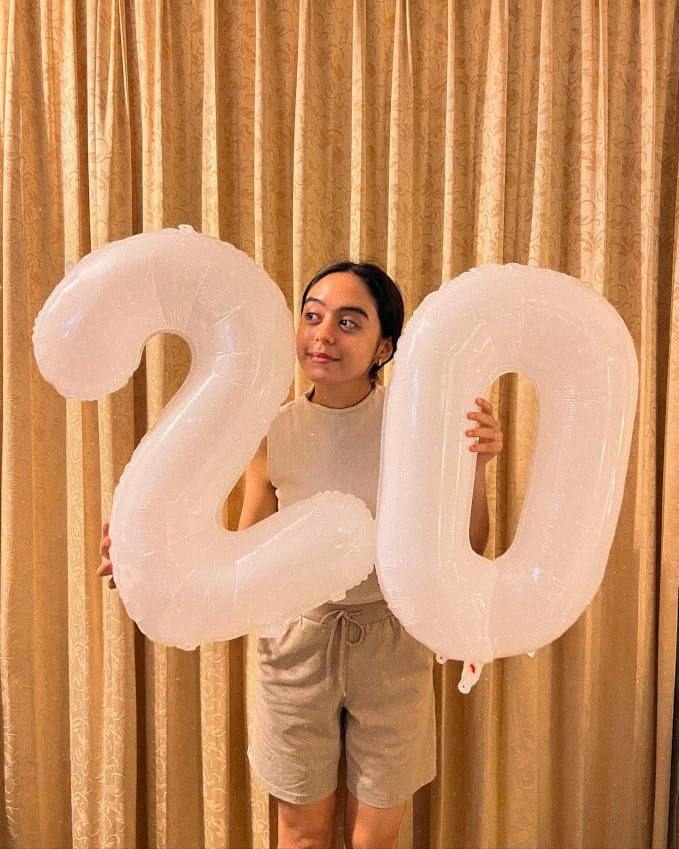 White 7 Balloon, Translucent Number Balloons 40 Inch, 7th Birthday Decorations for Kids Girls Boys, White Party Decoration for Women Men, Number 7 Balloon