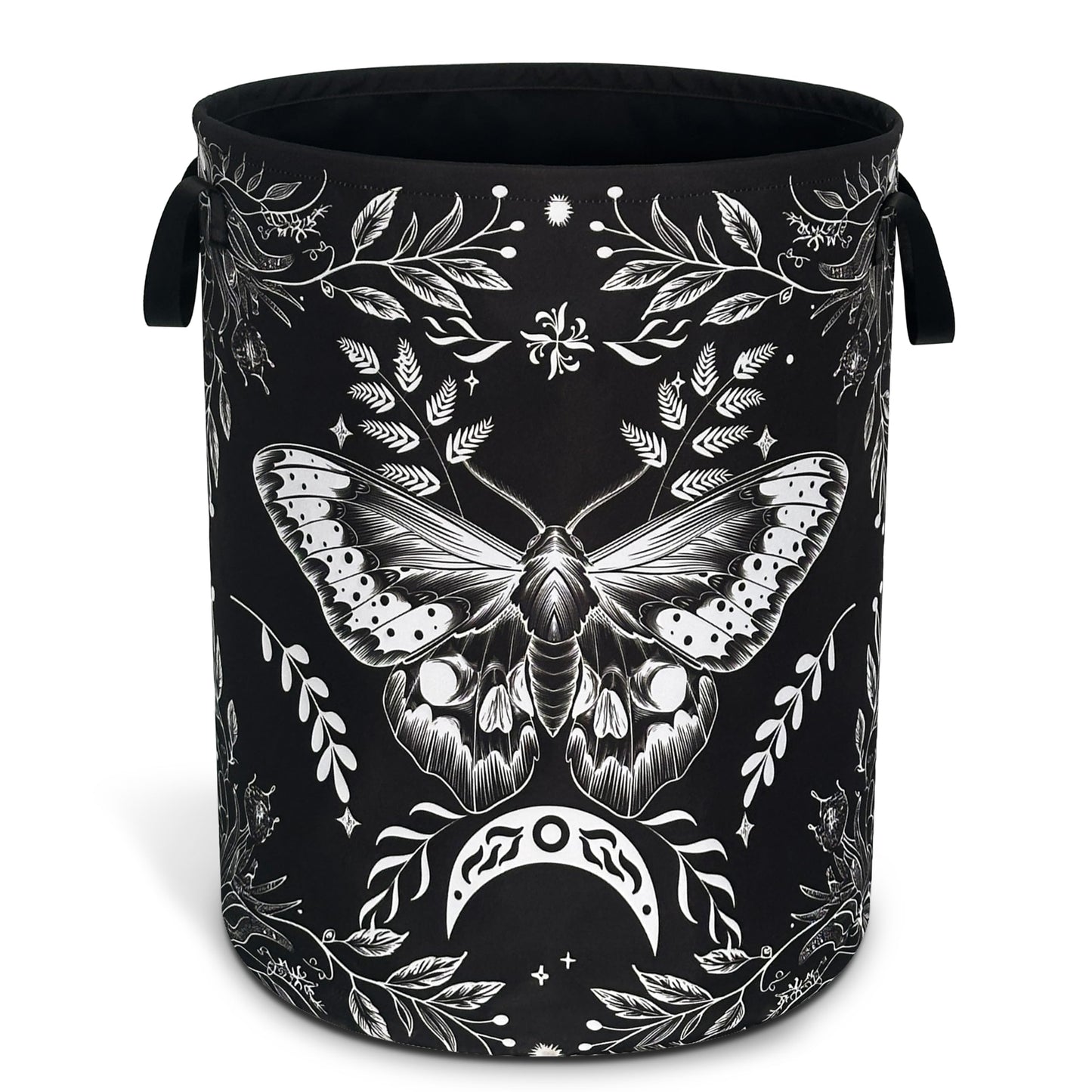 Moth Laundry Basket Oxford Cloth Funny Butterfly Laundry Hamper With Handle Foldable Portable Clothes Storage Basket 18.9 X 16.5 In Storage Bag For Laundry Room/Bathroom/Bedroom/Dormitories